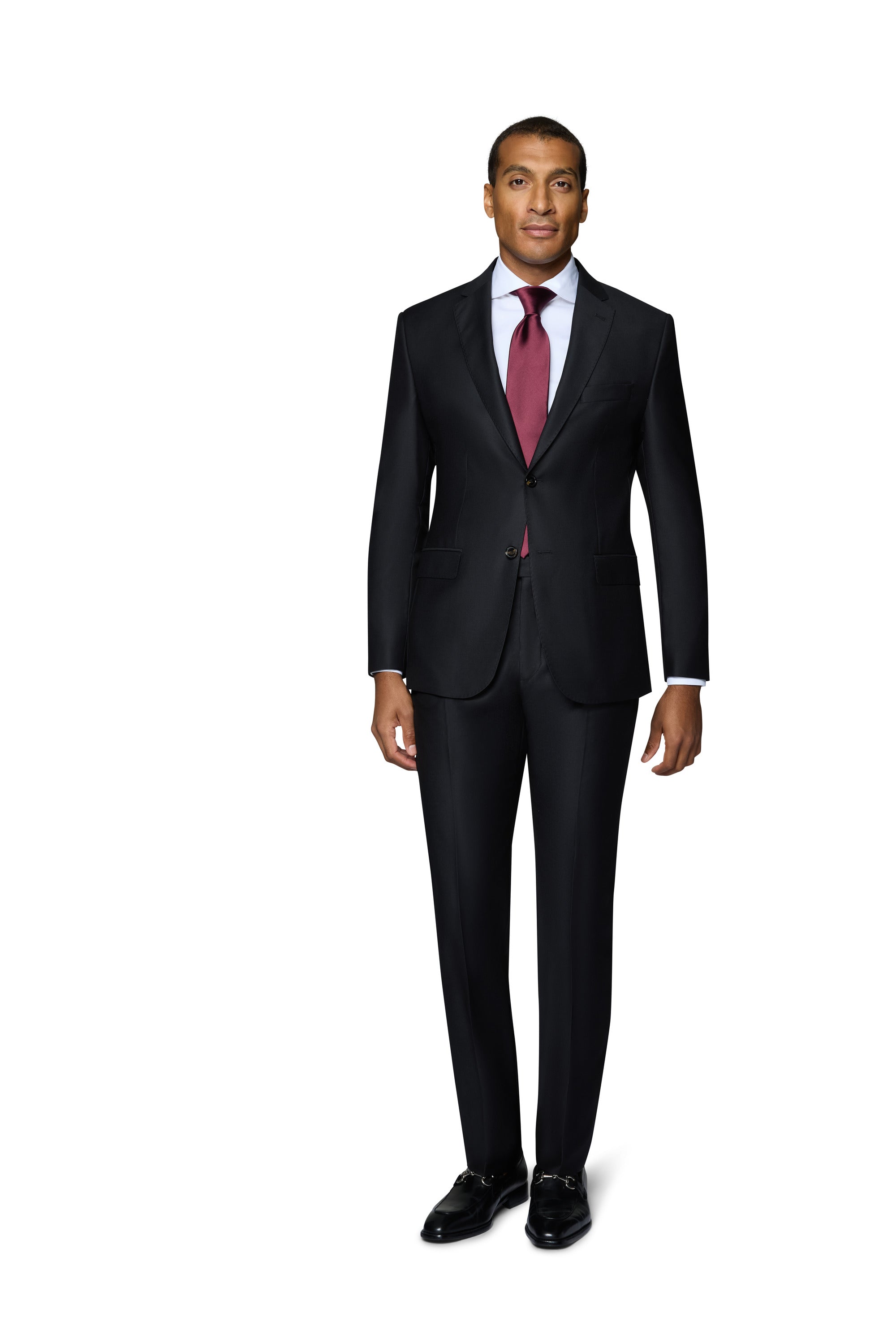 Berragamo - Reda | Slim 2-Piece Notch Solid Black Suit