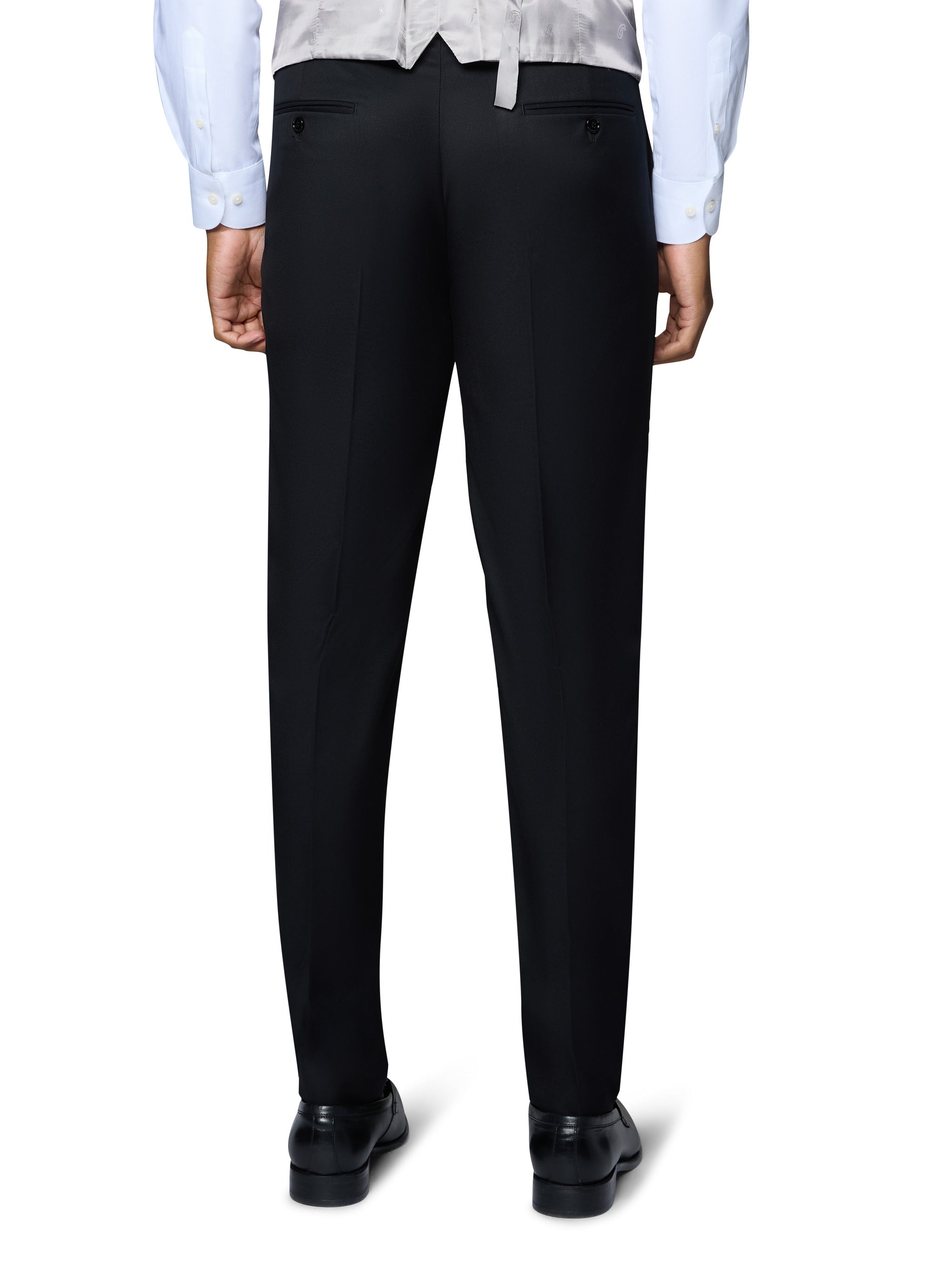Bergamo Orange Solid Modern Fit Pants - Black