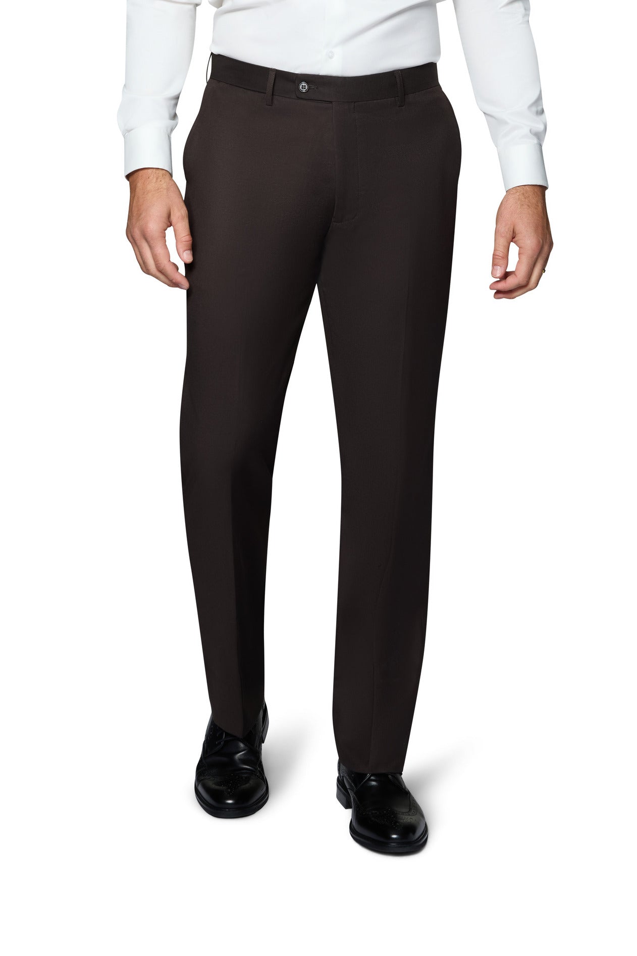 Berragamo Solid Modern Fit Pants - Brown