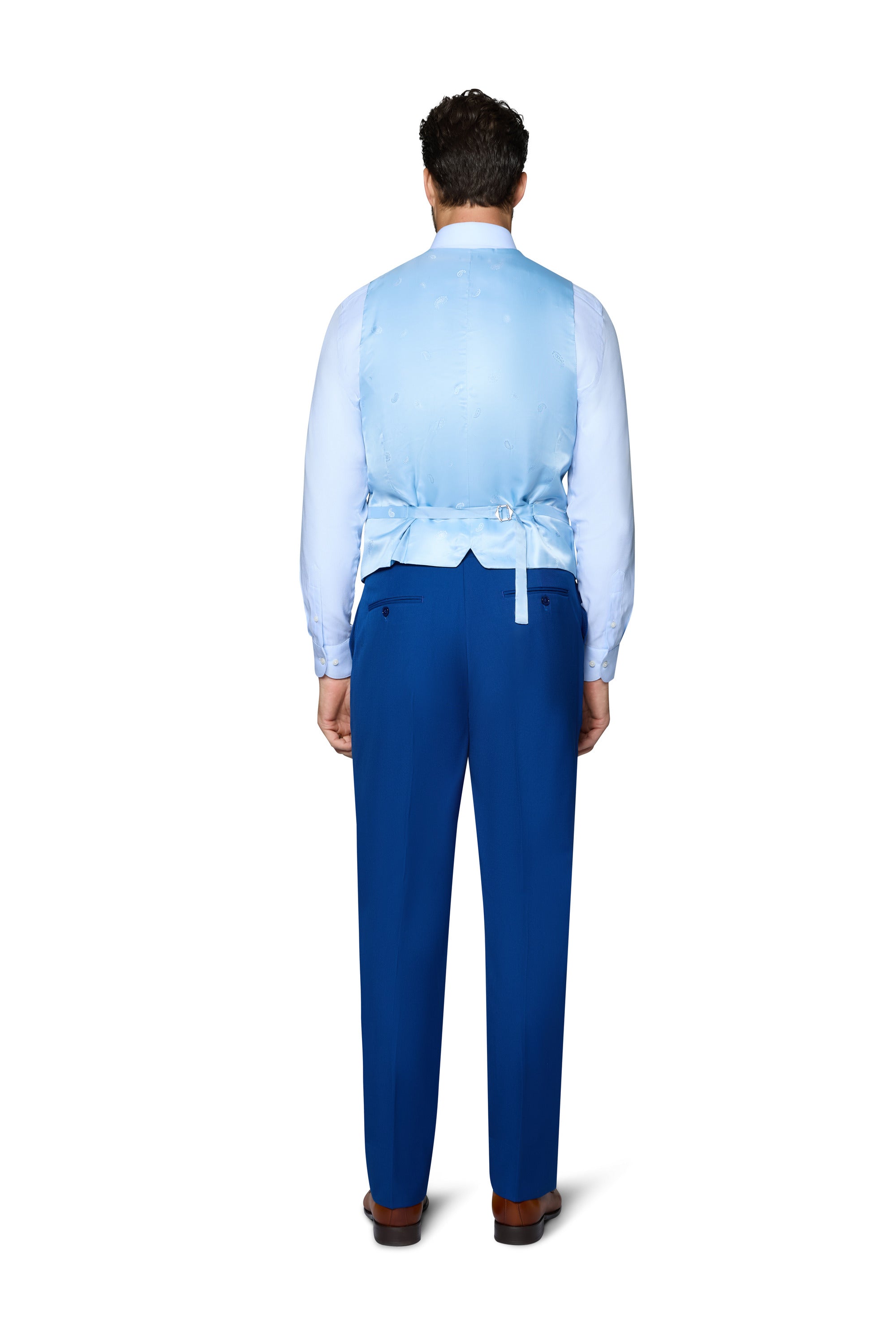 Bergamo Orange Vested Solid French Blue Modern Fit