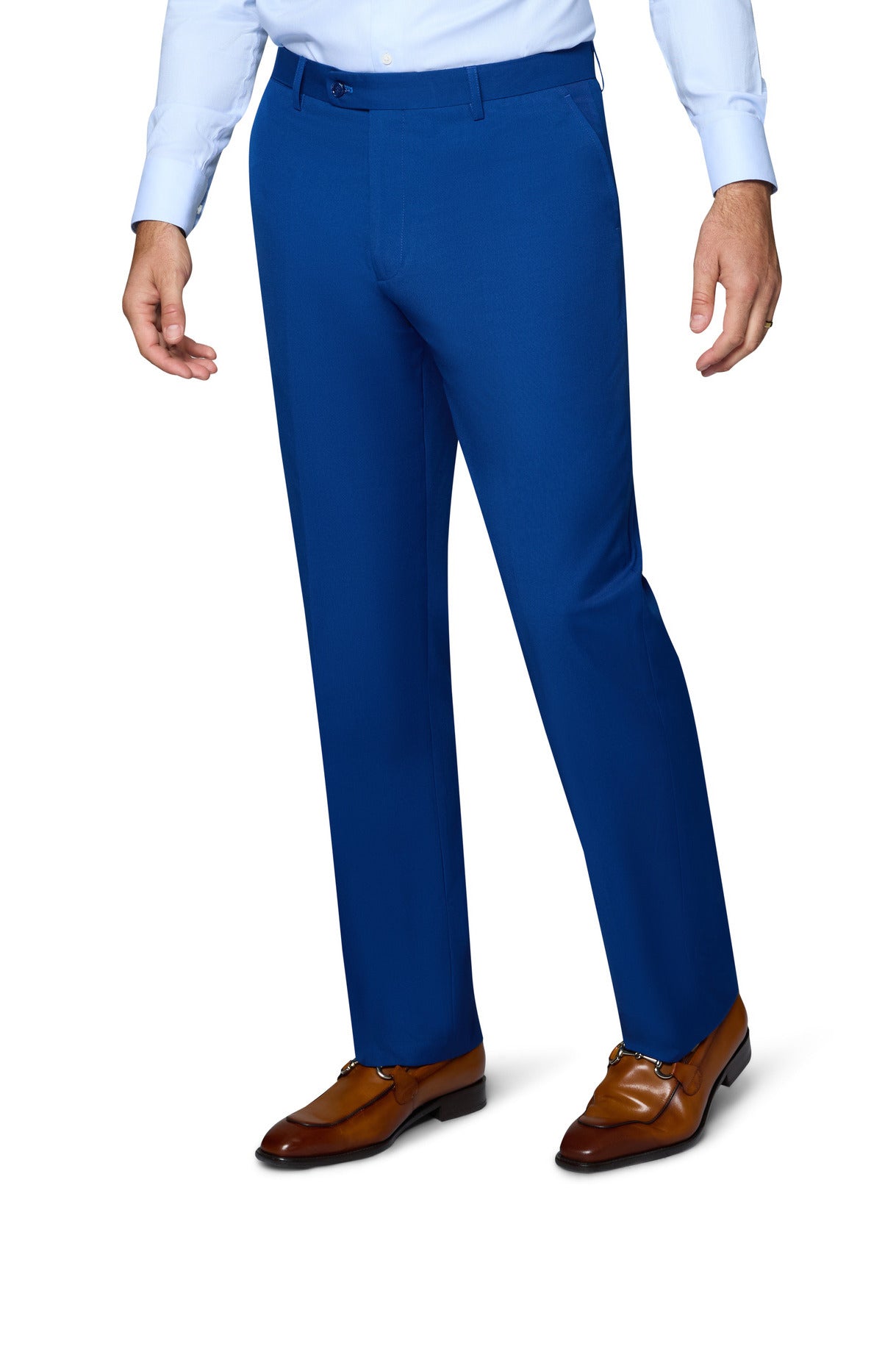 Berragamo Solid Modern Fit Pants - French Blue