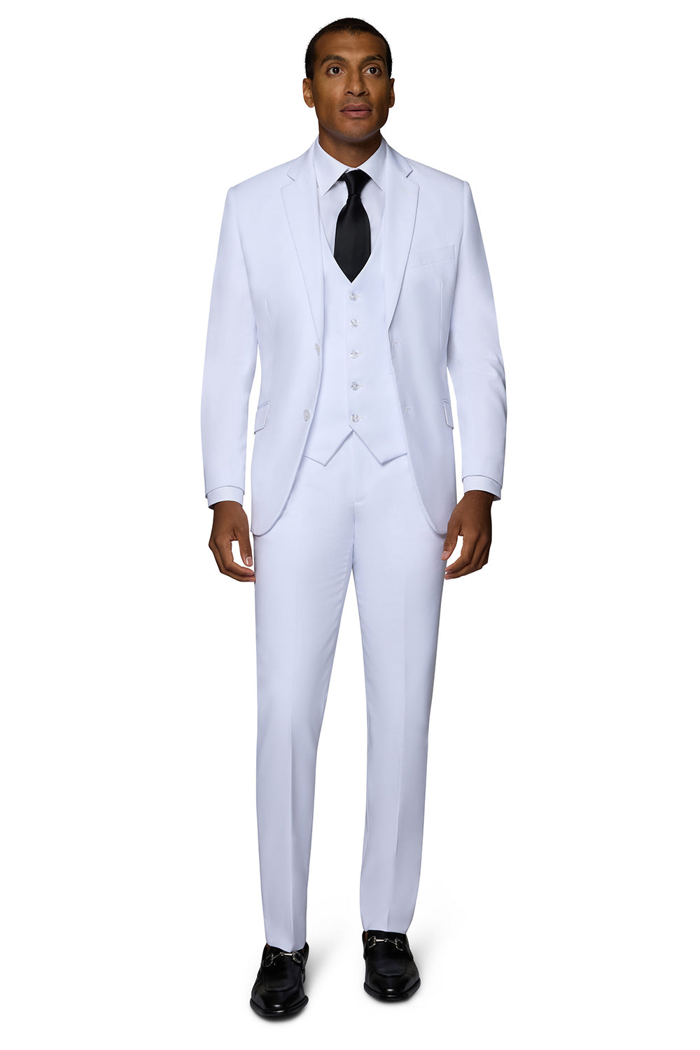 Bergamo Orange Vested Solid White Modern Fit