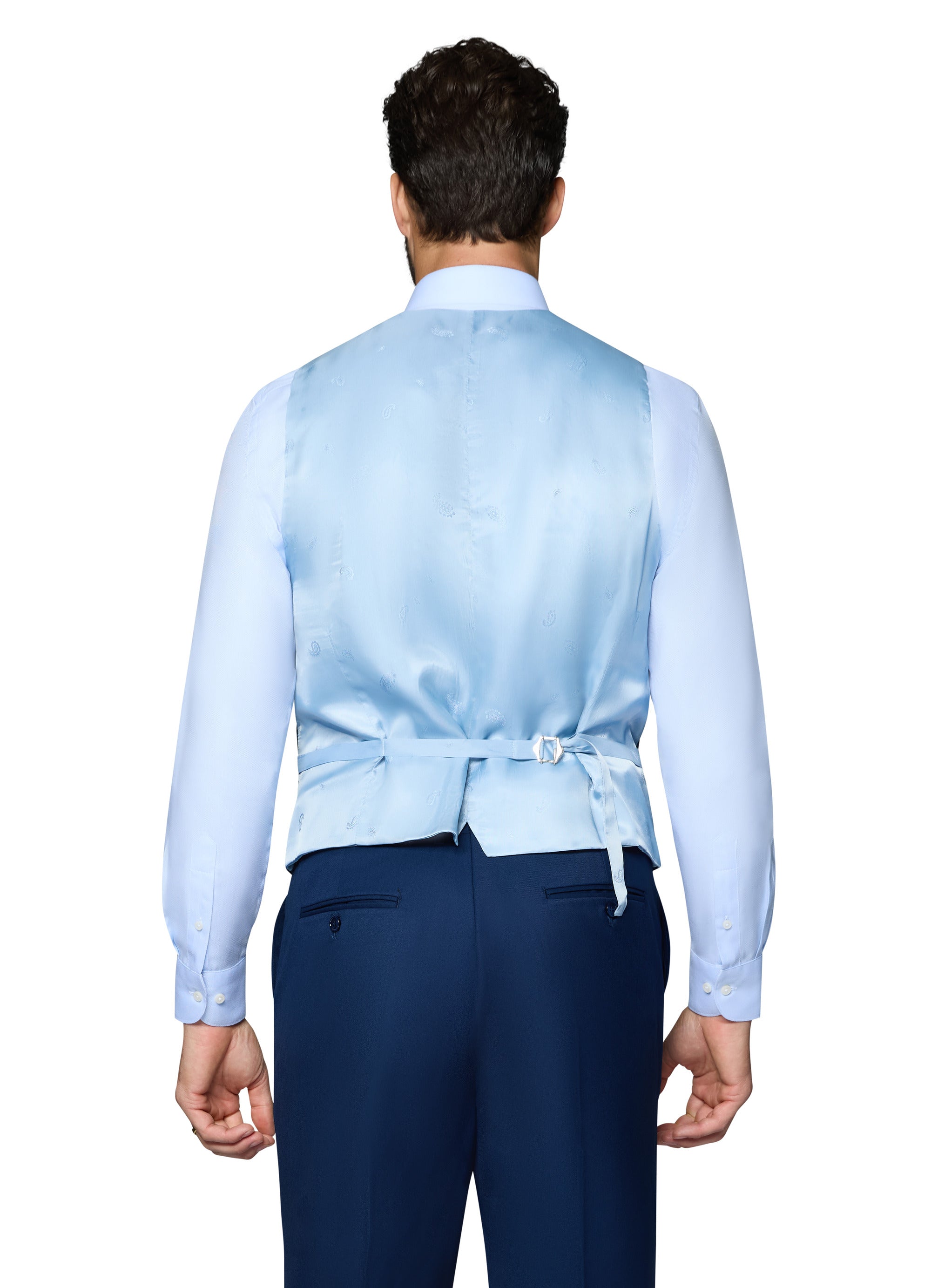 Bergamo Orange Vested Solid New Blue Modern Fit