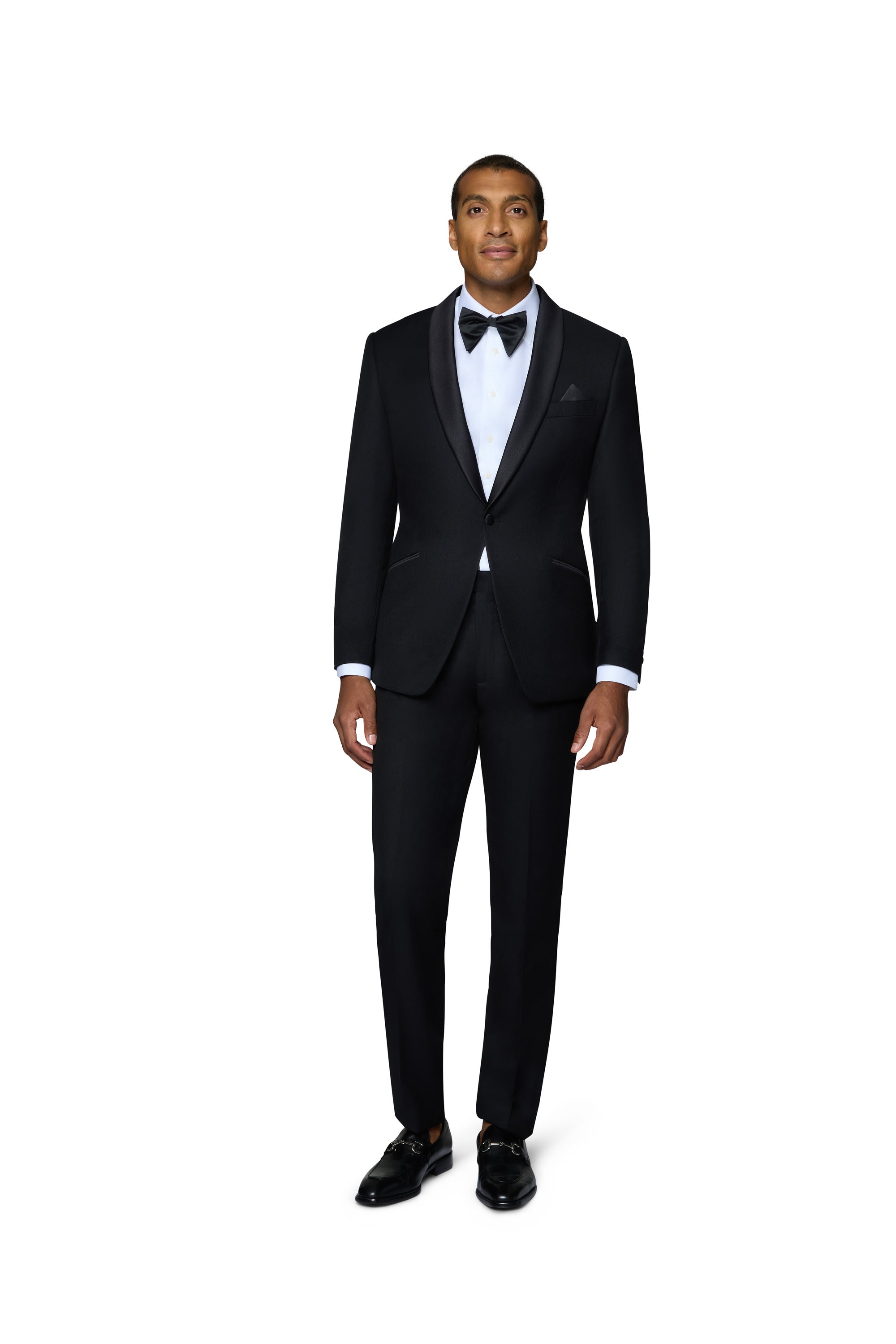 Berragamo Solid Black Shawl Tuxedo Modern Fit