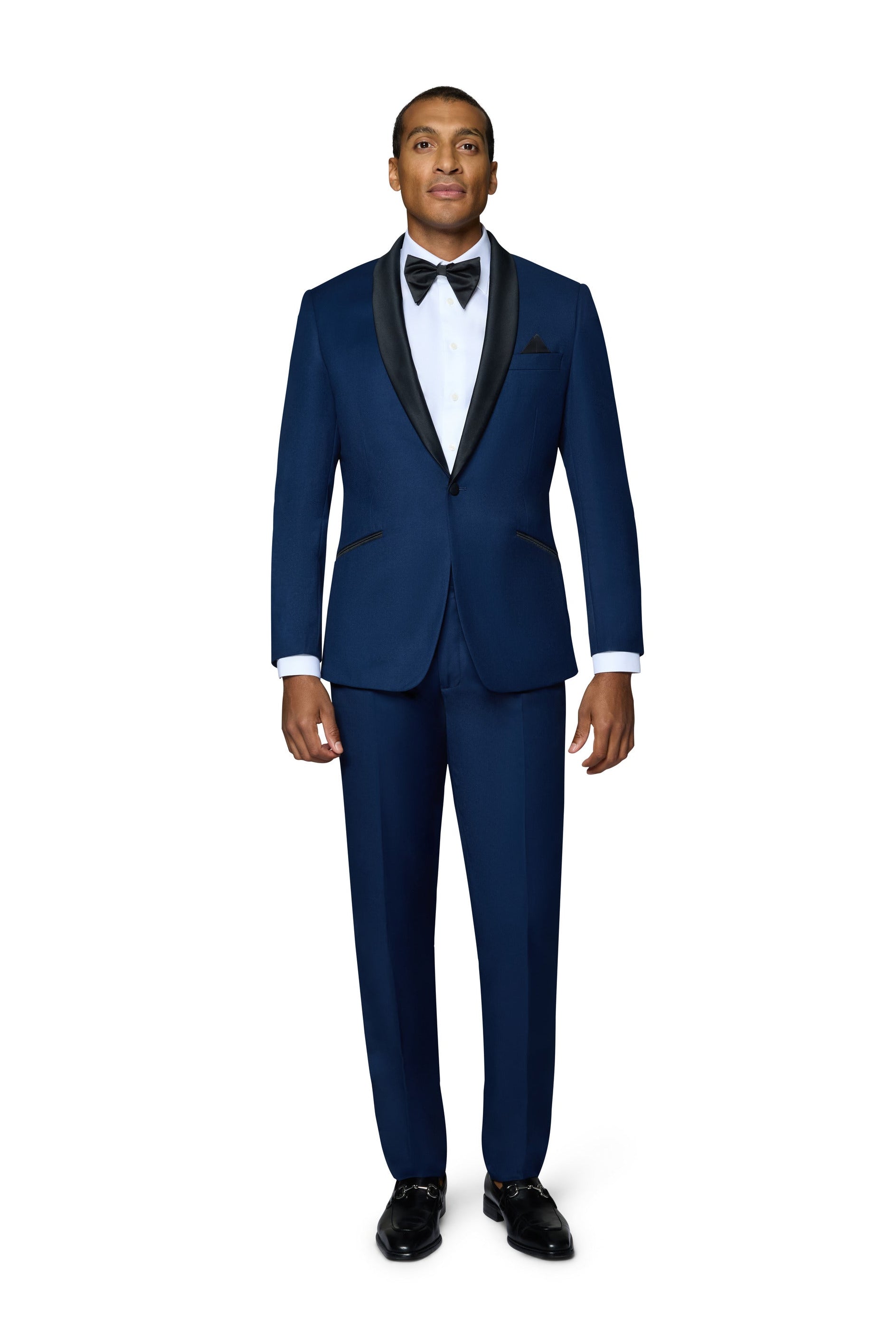 Bergamo Orange Solid New Blue Shawl Tuxedo Modern Fit