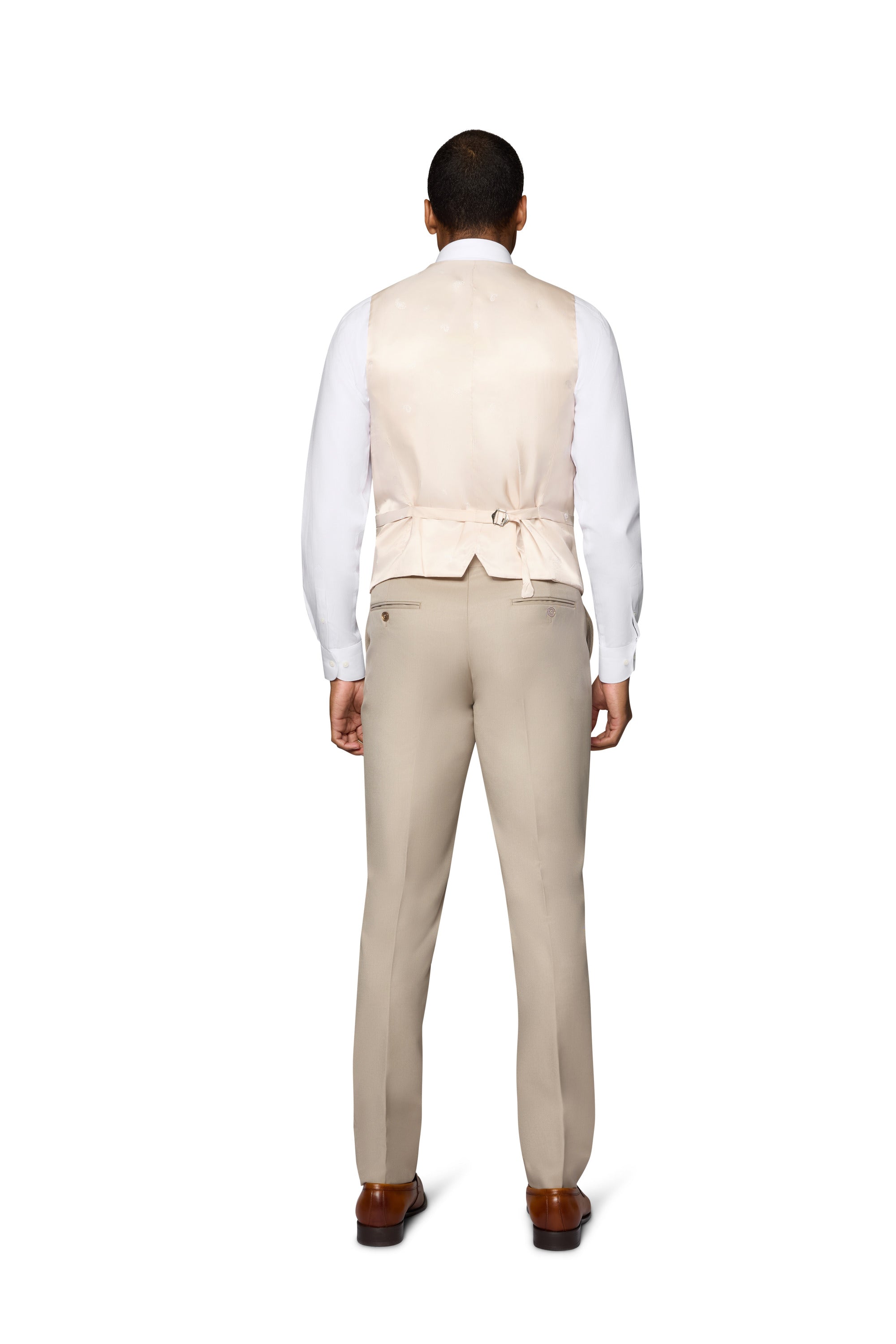 Bergamo Orange Vested Solid Tan Modern Fit