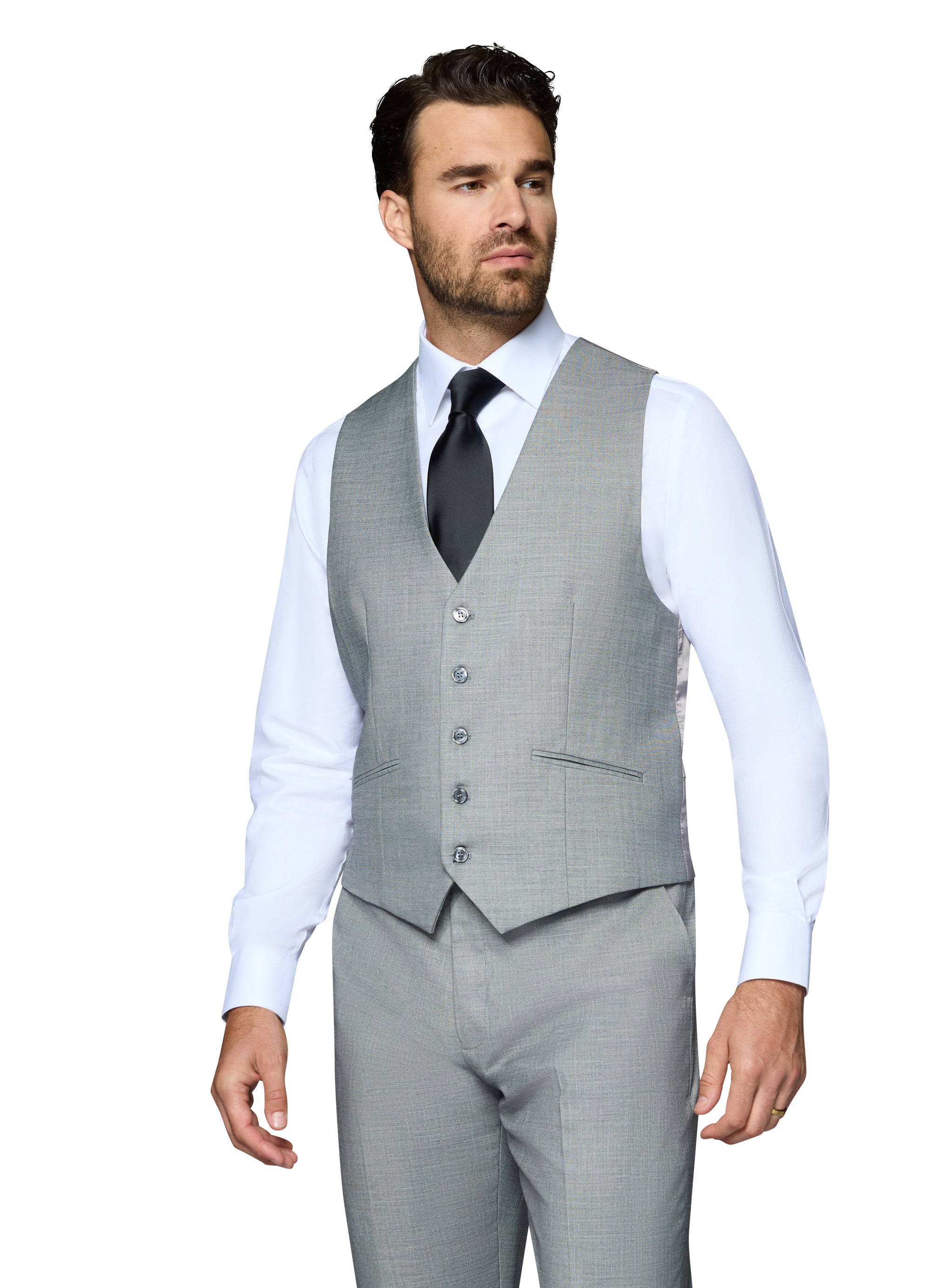 Berragamo Sharkskin Vested Slim Fit Grey Suit