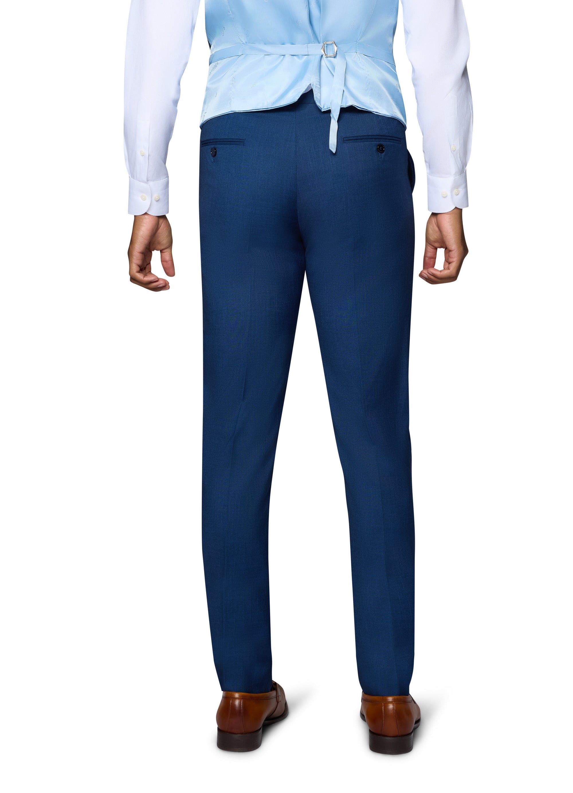 Bergamo Elegant Sharkskin Vested Slim Fit New Blue Suit