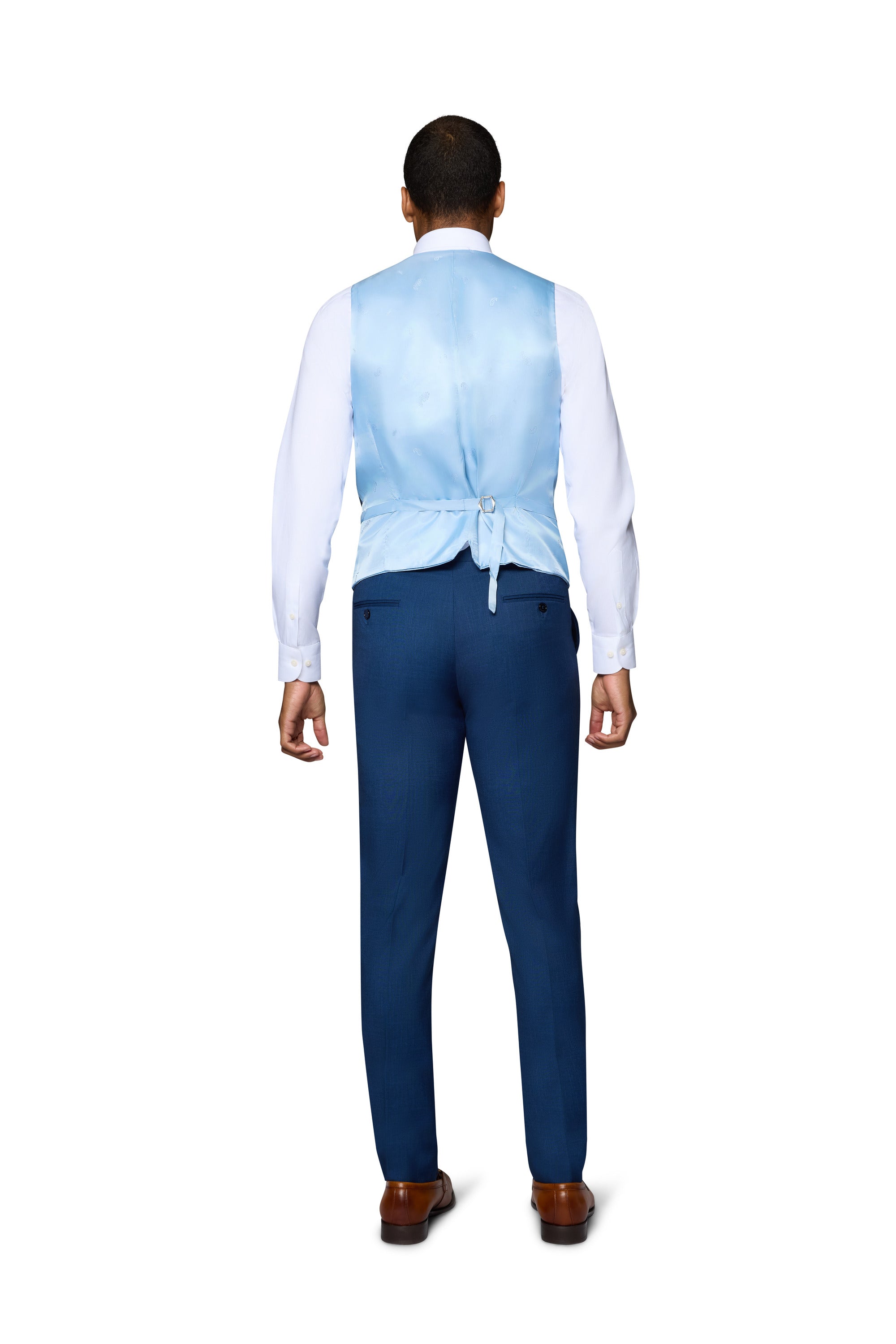 Bergamo Elegant Sharkskin Vested Slim Fit New Blue Suit