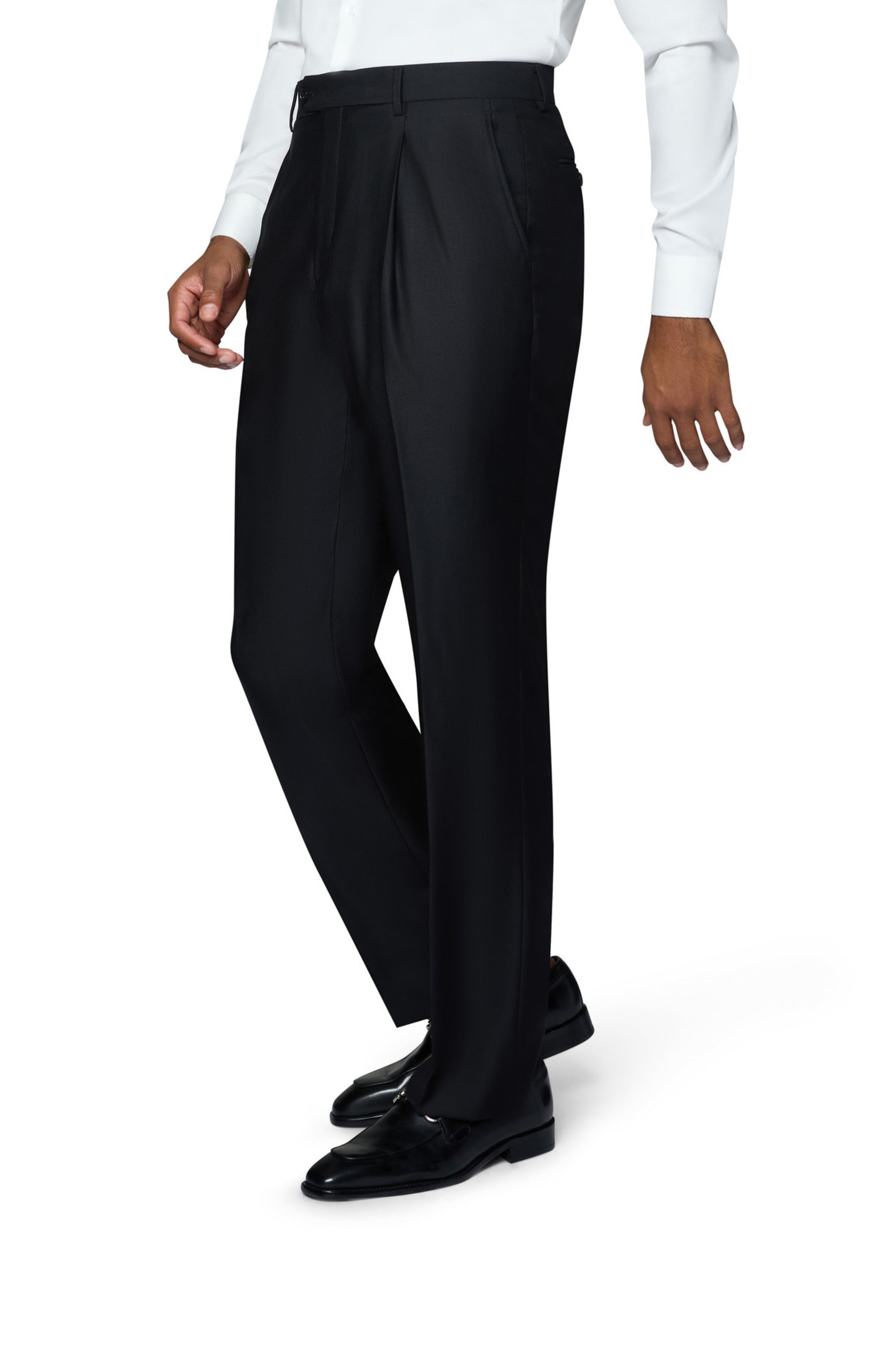 Bergamo Essex Elegant - Faille Wool Solid Suit - Black