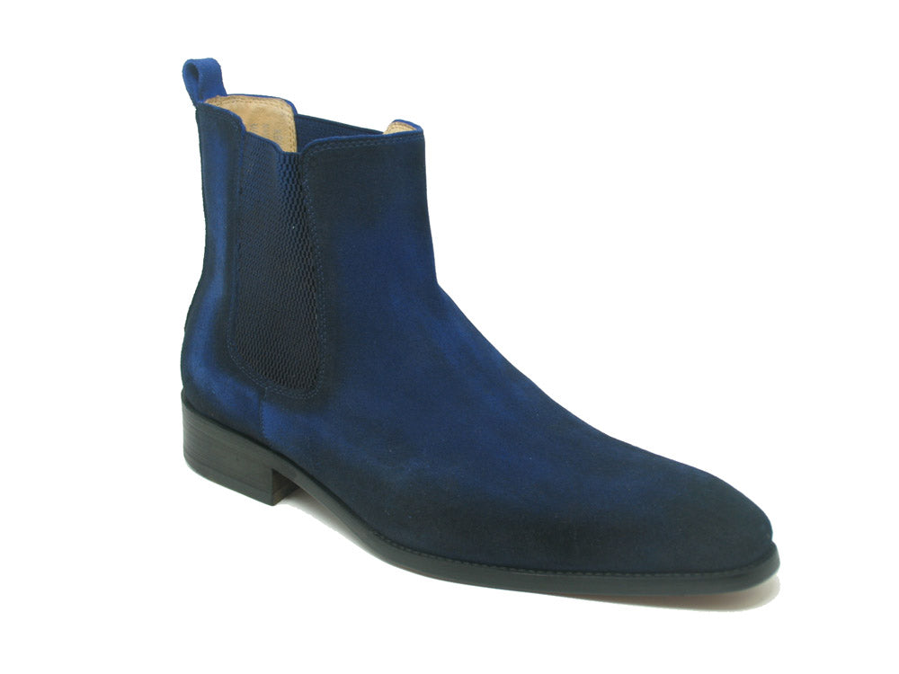 Leather Suede Chelsea High Boots KB478-108S - Denim