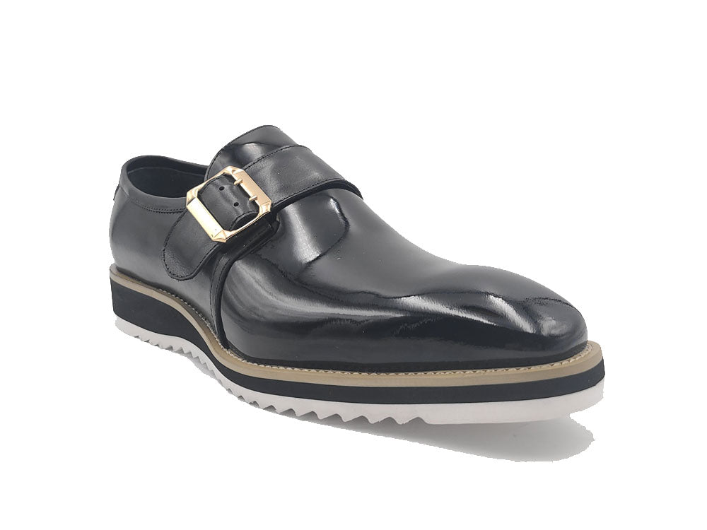 Gorgeous Patent Leather Slip on Monkstrap - Black