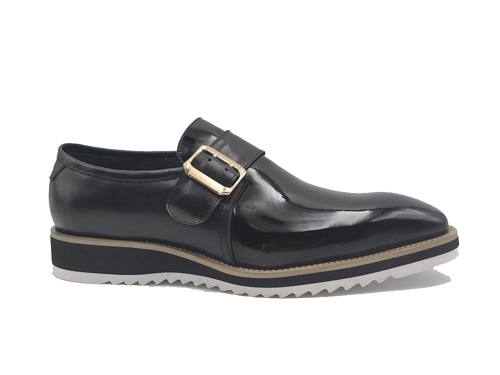 Gorgeous Patent Leather Slip on Monkstrap - Black