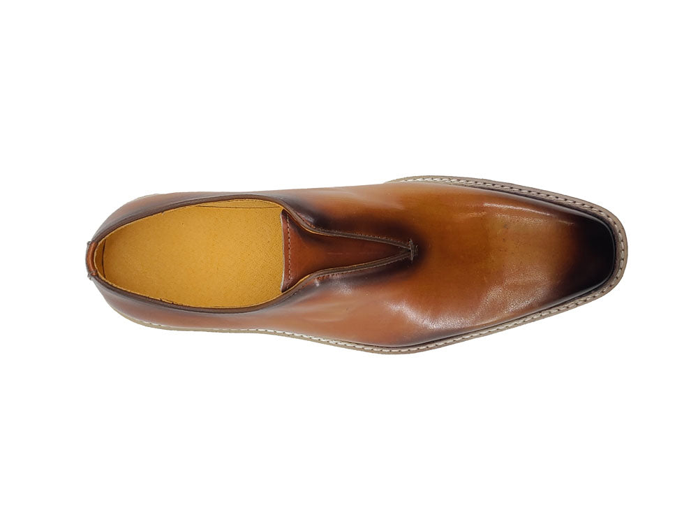 Carrucci KS550-08 Laceless Loafer with Contrast Color Sole - Cognac
