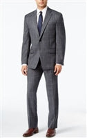 Ralph Lauren 100% Natural Wool Solid Grey Windowpane Suit Modern Fit