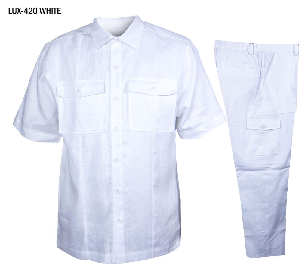 Prestige LUX-420 Men Luxury Linen Walking Set - White