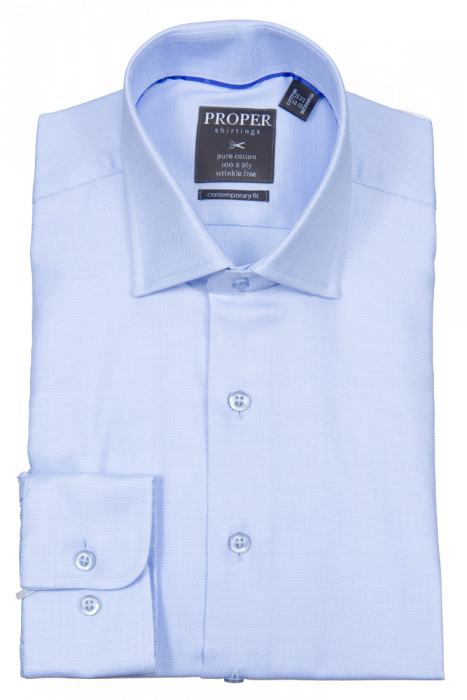Proper Contemporary Fit Regular Cuff Pure Cotton Wrinkle Free Shirt - P205ET0R - Blue Blue / 18.5 / 34/35