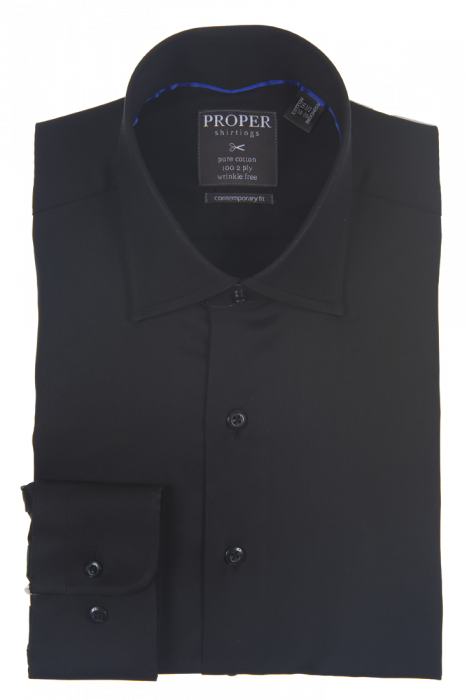 Proper Contemporary Fit Regular Cuff Pure Cotton Wrinkle Free Shirt - P720ET0R - Black Black / 17 / 36/37 Proper Contemporary Fit Regular Cuff Pure Cotton Wrinkle Free Shirt - P720ET0R - Black Black / 17 / 36/37