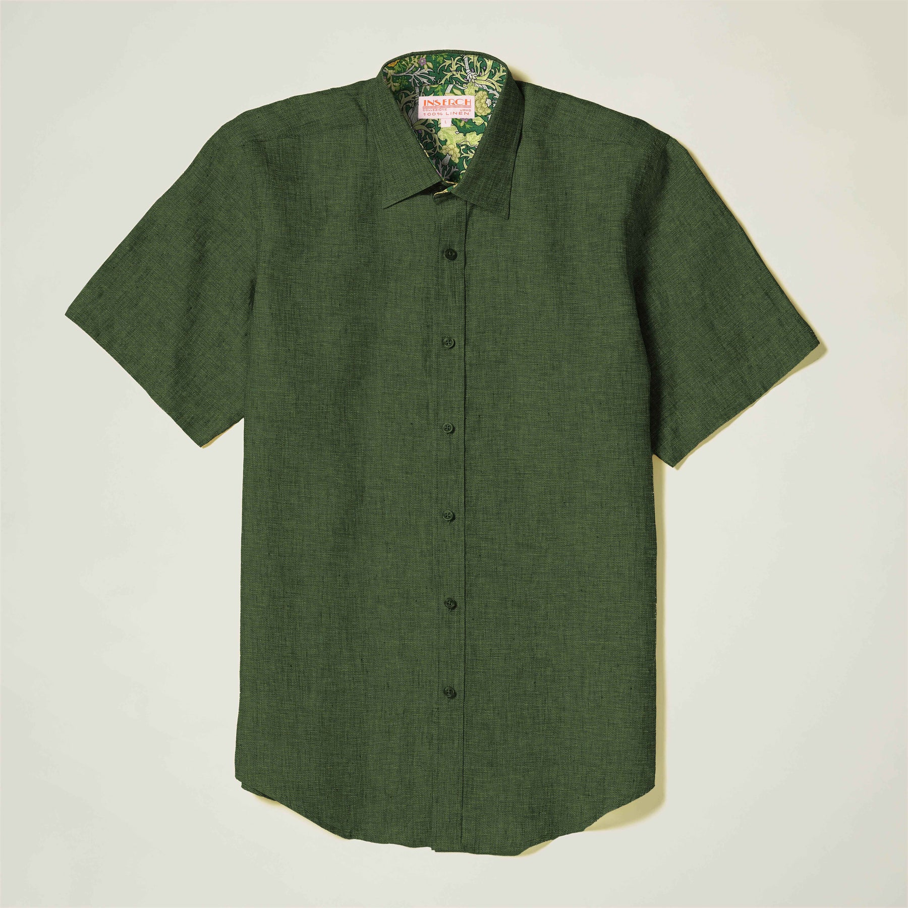 Premium Flax Linen Short-Sleeve Shirt - Emerald
