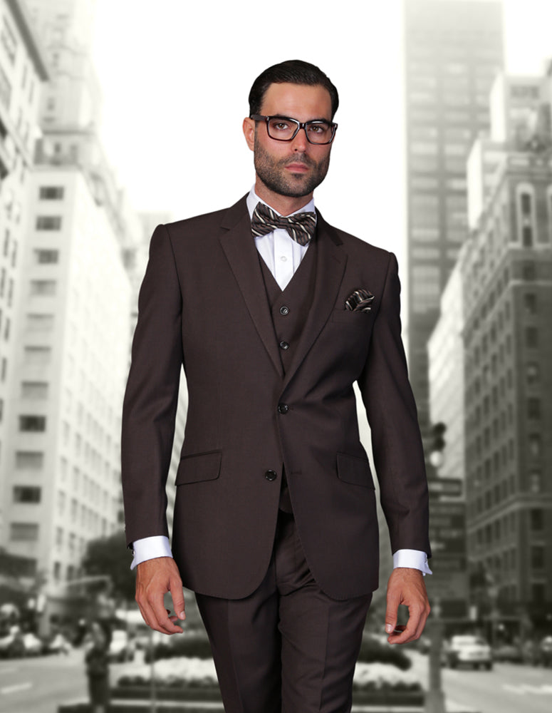 Statement Solid Brown Suit Modern Fit