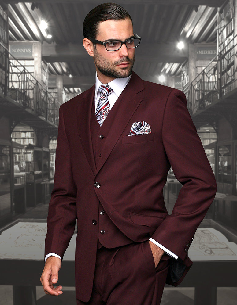 Statement Solid Burgundy Suit Modern Fit 42L / Burgundy / STZV-100 Statement Solid Burgundy Suit Modern Fit 42L / Burgundy / STZV-100
