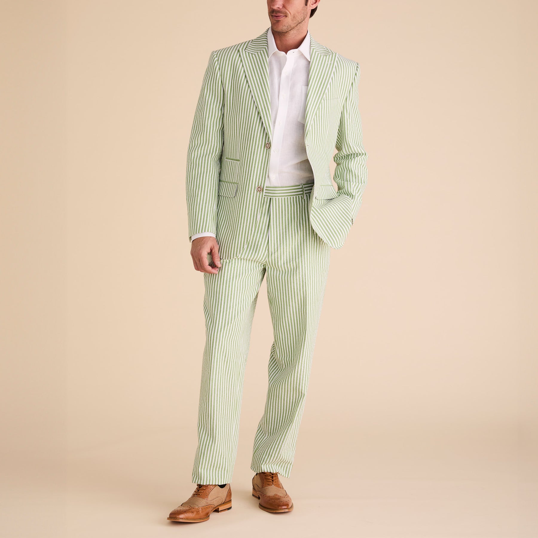 Seersucker Stripe Blazer Modern Fit - Kiwi