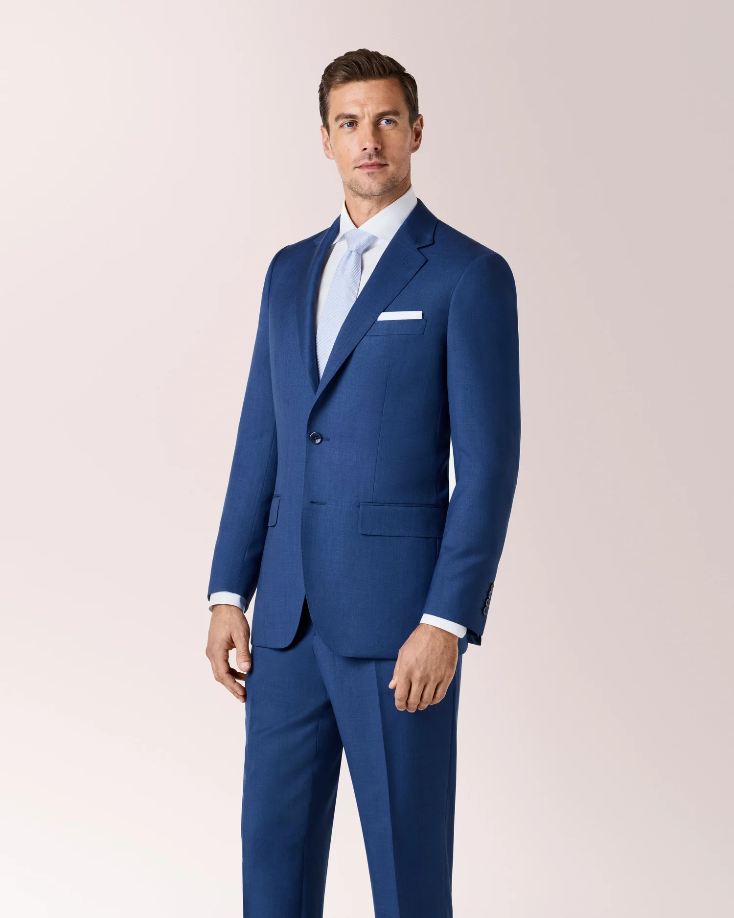 Baroni Sharkskin French Blue Suit Modern Fit