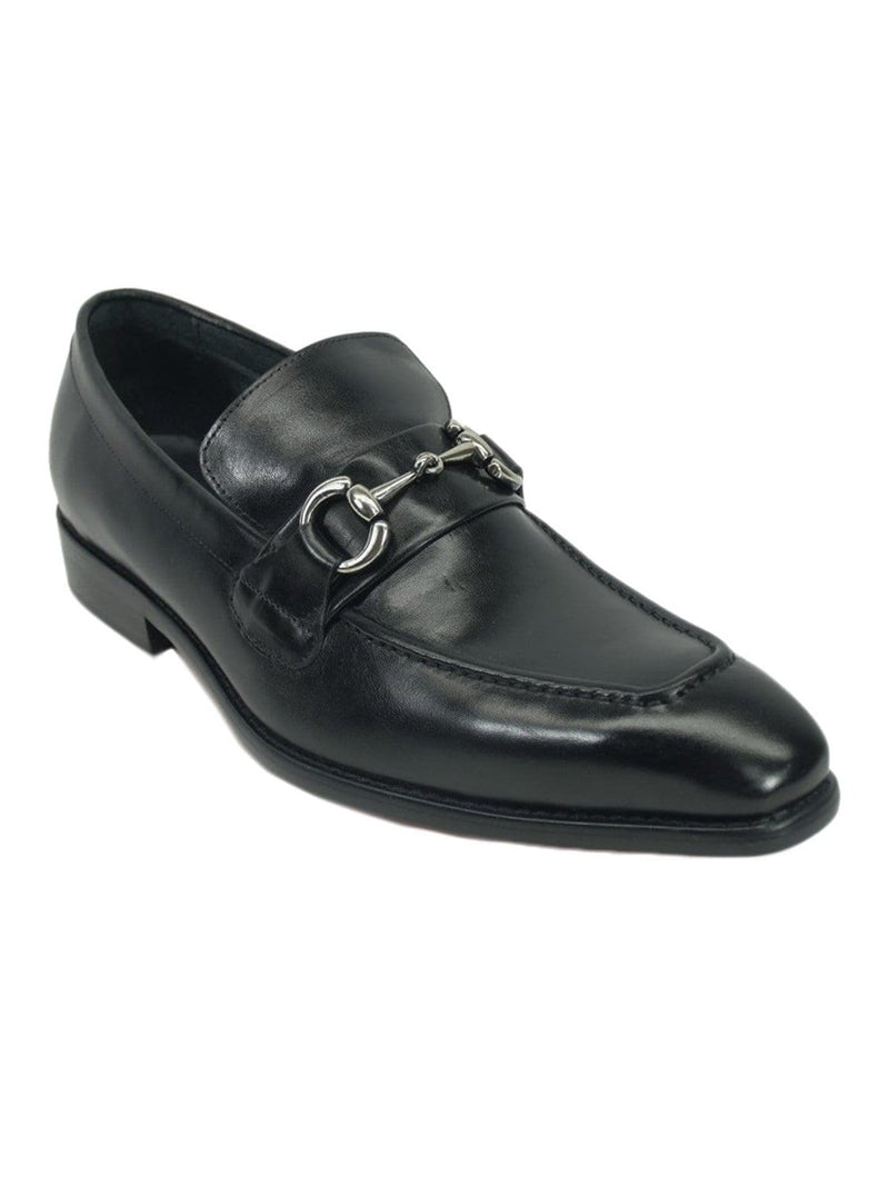 Carrucci KS478-02 Slip On Loafer Apron Toe Leather Shoe - Black