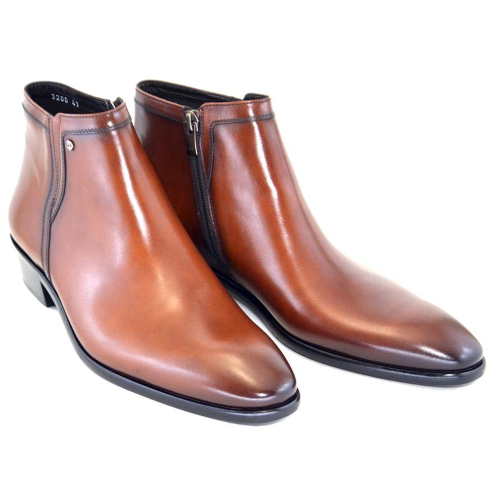 Corrente 3200HS Plain Toe Side Zipper Boots - Cognac