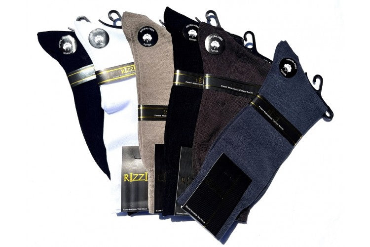 Rizzi Men's Mercerized 100% Cotton Solid Color Dress Socks Navy / Regular / R-126 Rizzi Men's Mercerized 100% Cotton Solid Color Dress Socks Navy / Regular / R-126