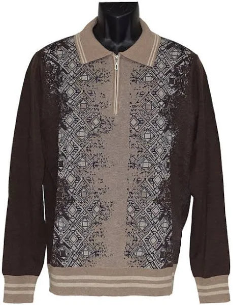 Men's Bergamo Cashmere Long Sleeve Shirt Sweater With Buttons in Grey