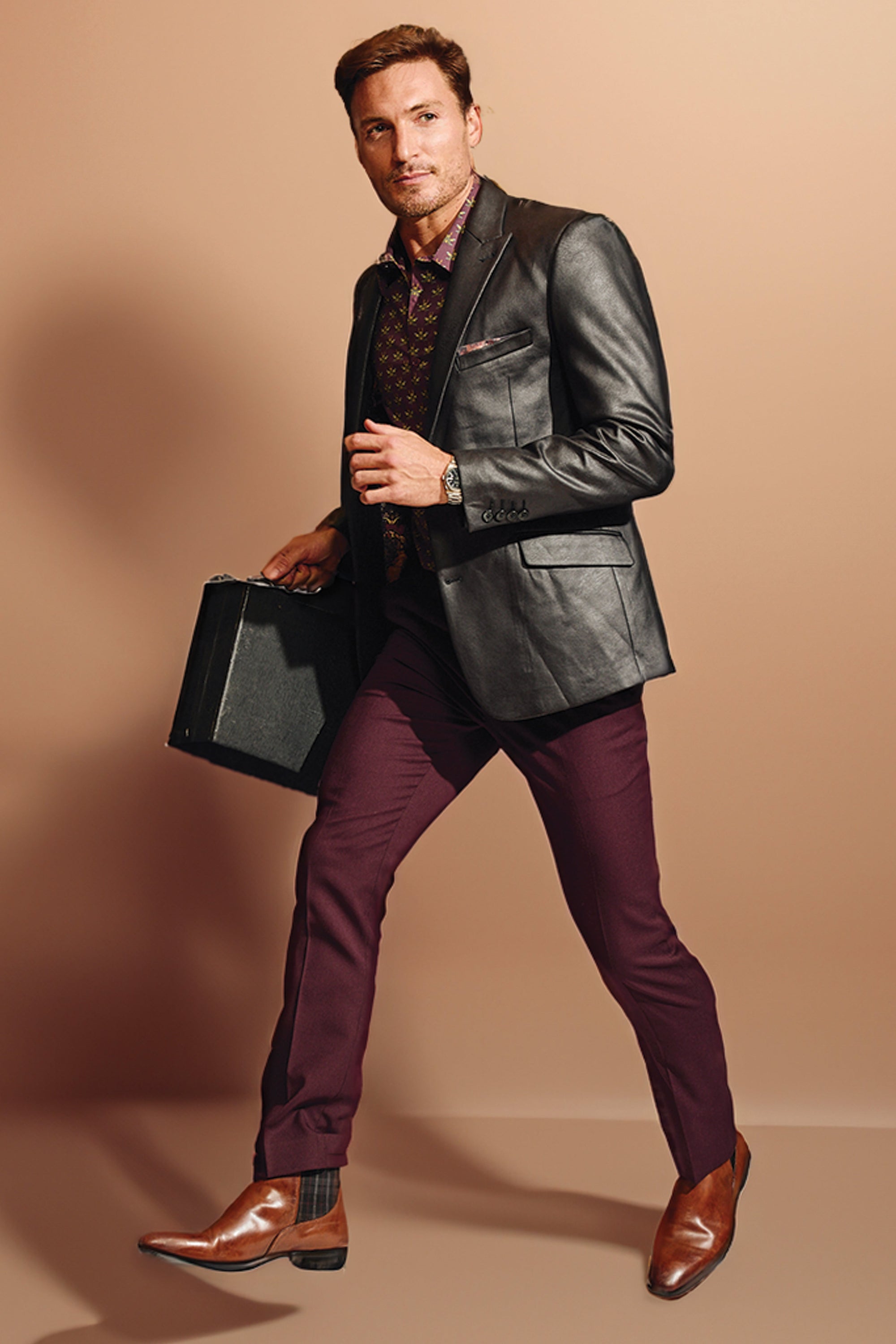 Vegan Leather Sports Jacket - Black
