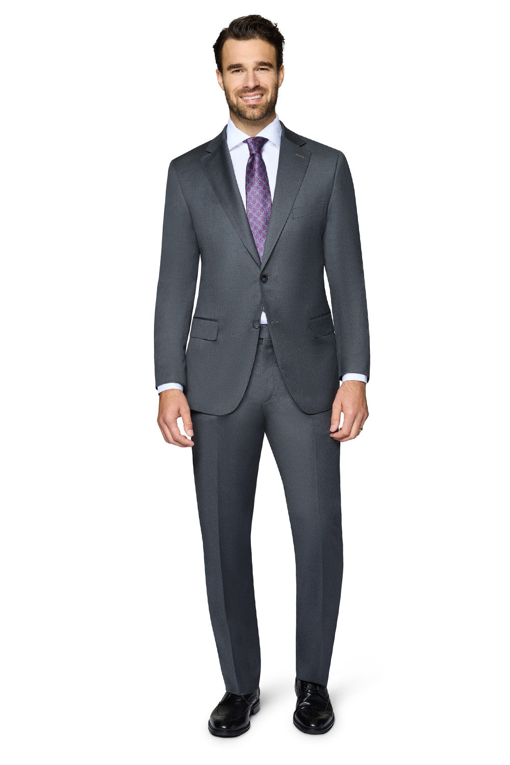 Berragamo - Reda | Modern 2-Piece Notch Solid Charcoal Suit