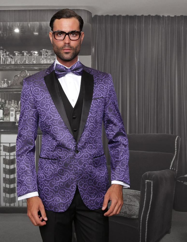Purple 3 Piece Men's Statement Suits Clothing Confidence Tuxedo Vegas Modern Fit Suits Bellagio Suit main image 0
