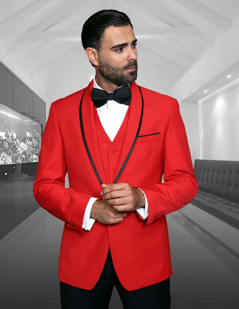 Statement Genova Red Tuxedo Modern Fit