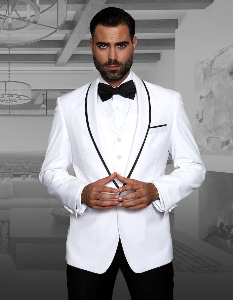 Statement Genova White Tuxedo Modern Fit