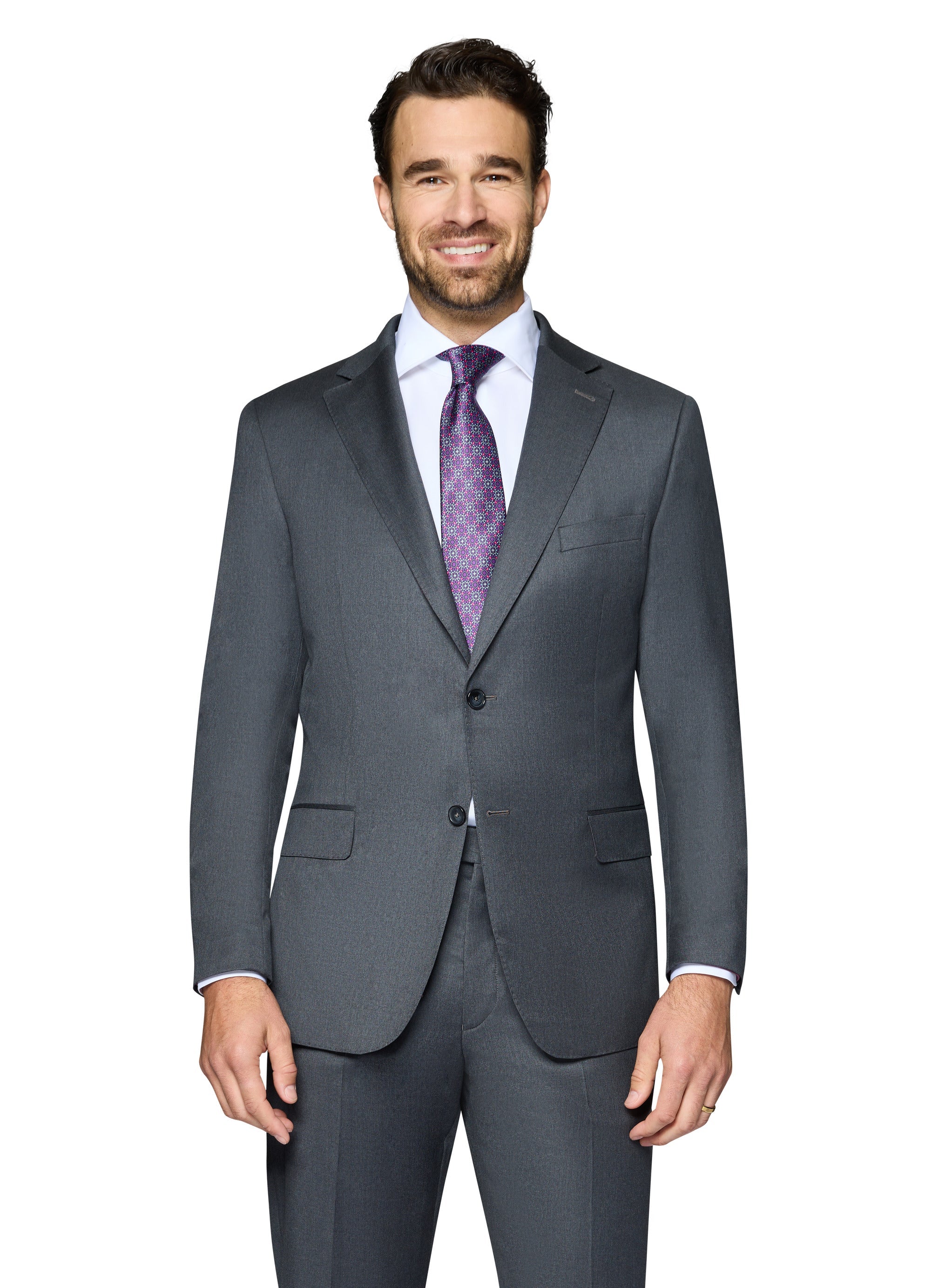 Berragamo - Reda | Modern 2-Piece Notch Solid Charcoal Suit