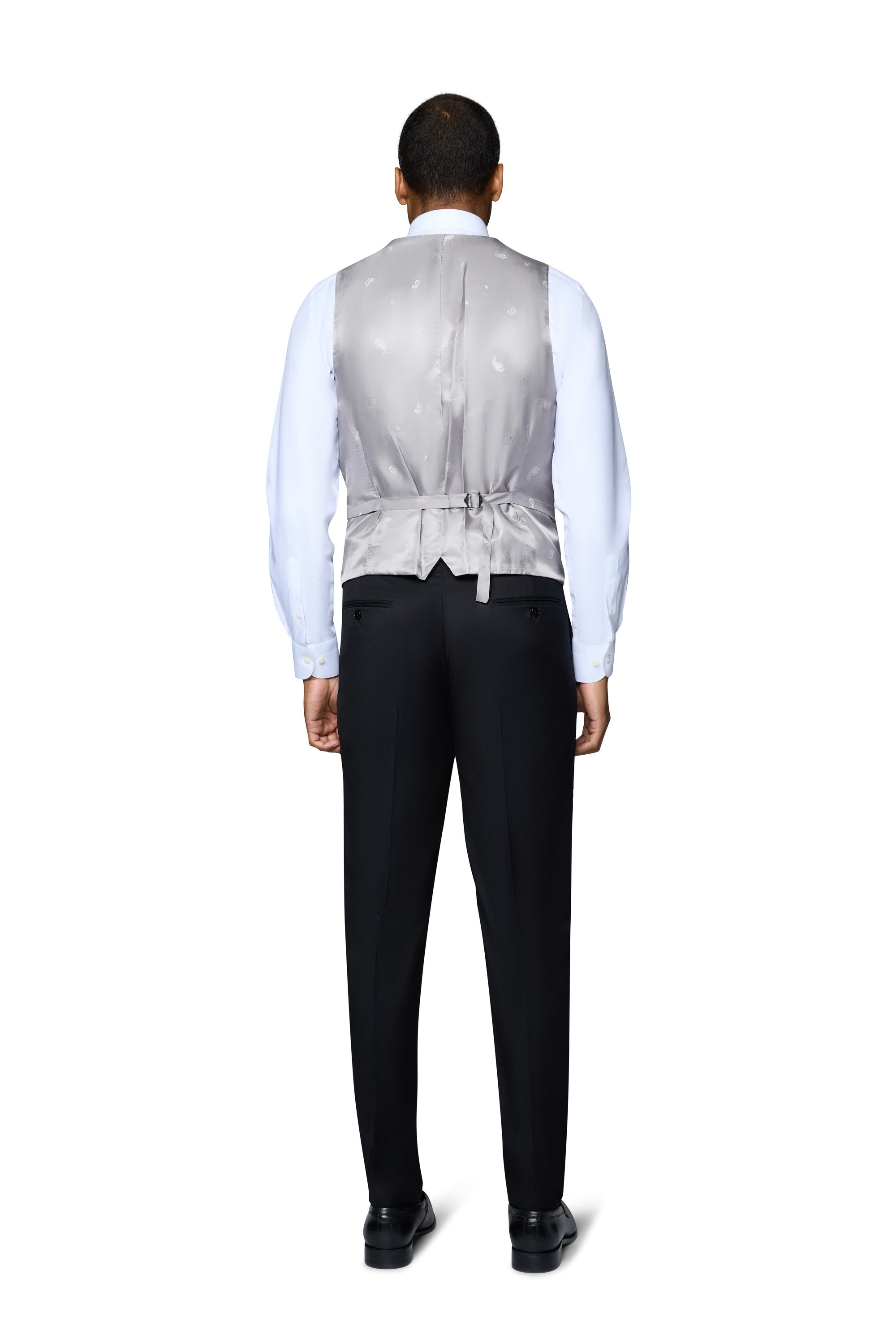 Bergamo Orange Vested Solid Black Slim Fit