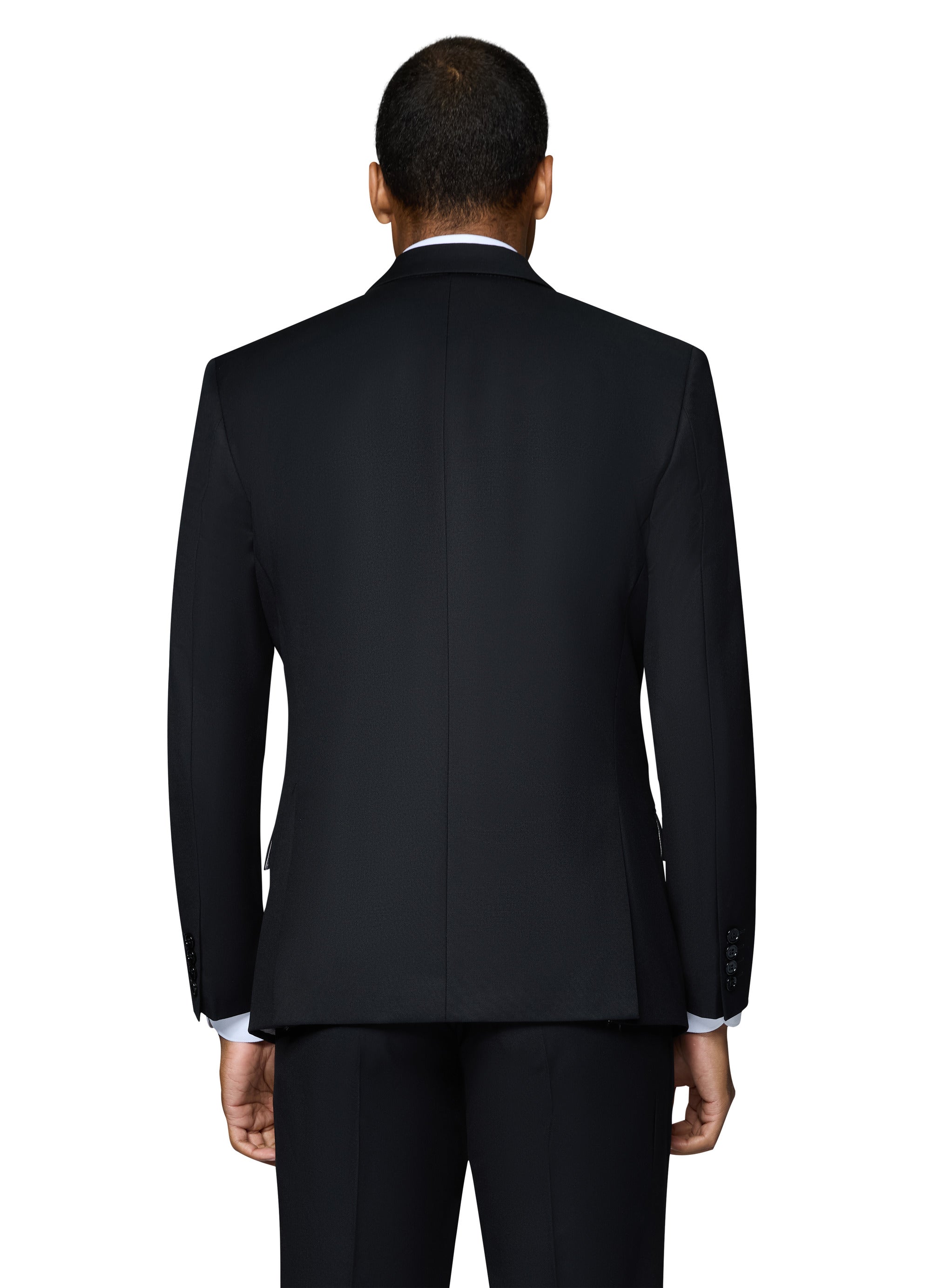 Bergamo Orange Vested Solid Black Slim Fit