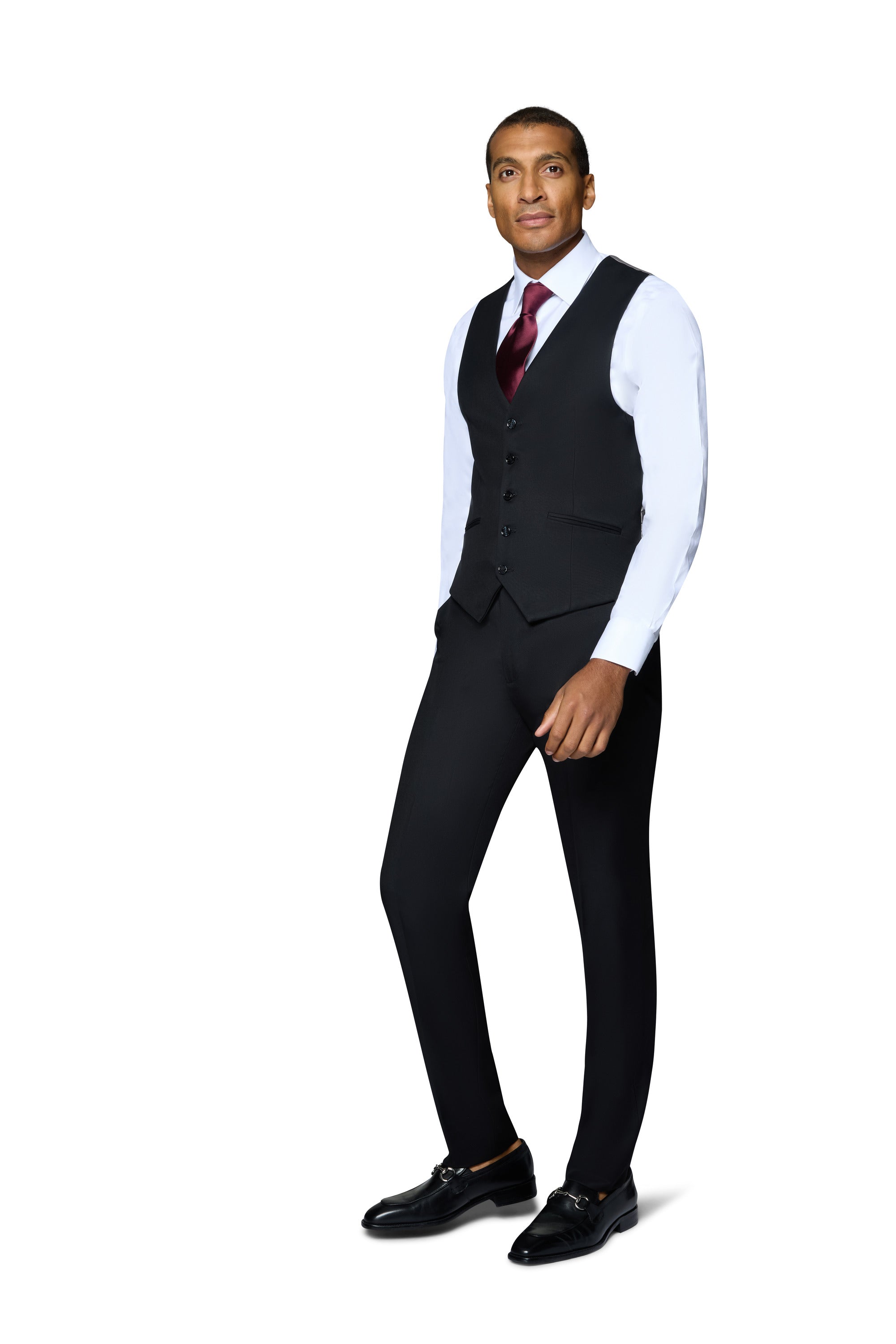 Bergamo Orange Solid Slim Fit Pants - Black