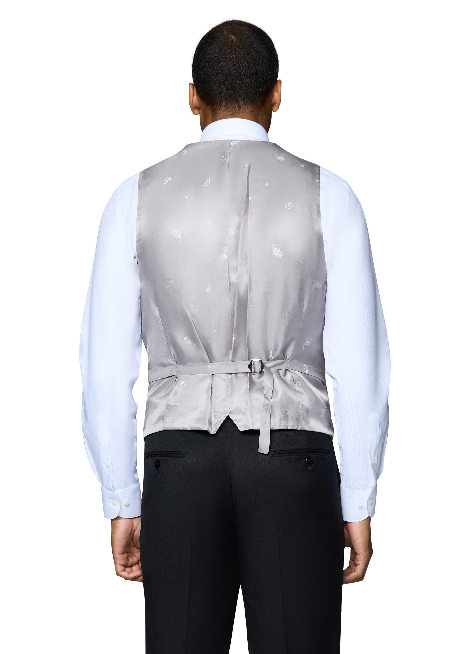 Bergamo Orange Vested Solid Black Slim Fit