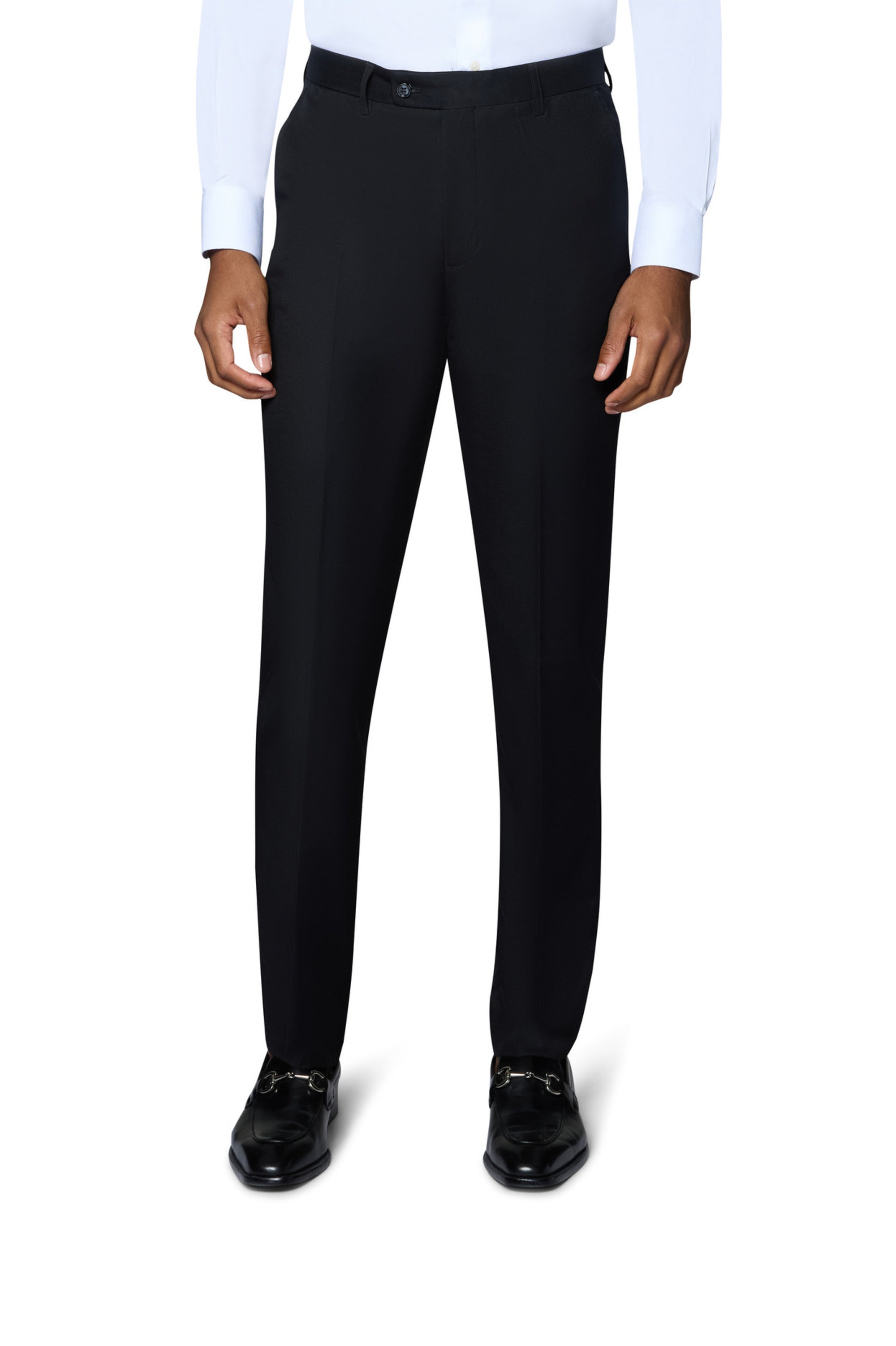 Bergamo Orange Vested Solid Black Slim Fit