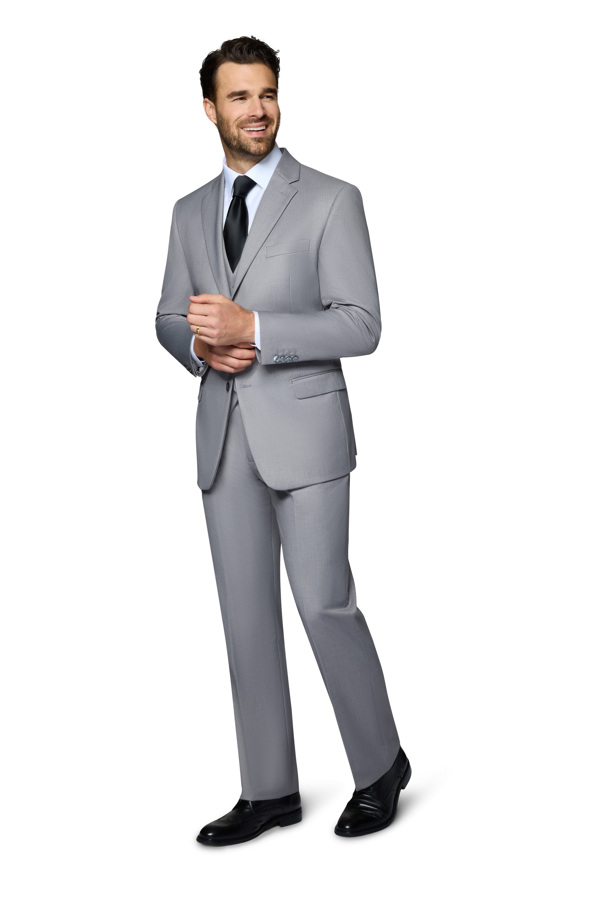 Berragamo Vested Solid Light Grey Slim Fit