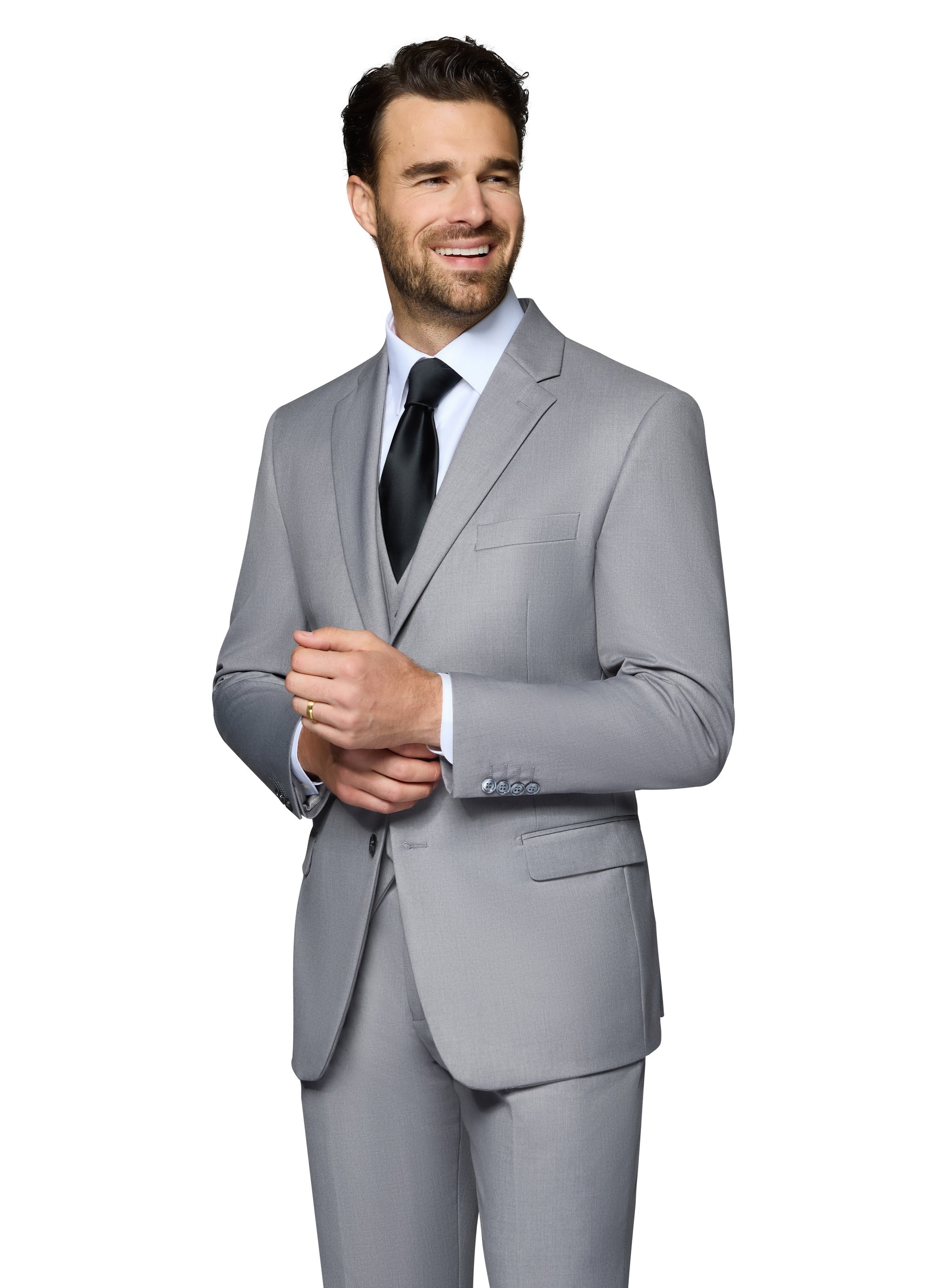 Berragamo Vested Solid Light Grey Slim Fit