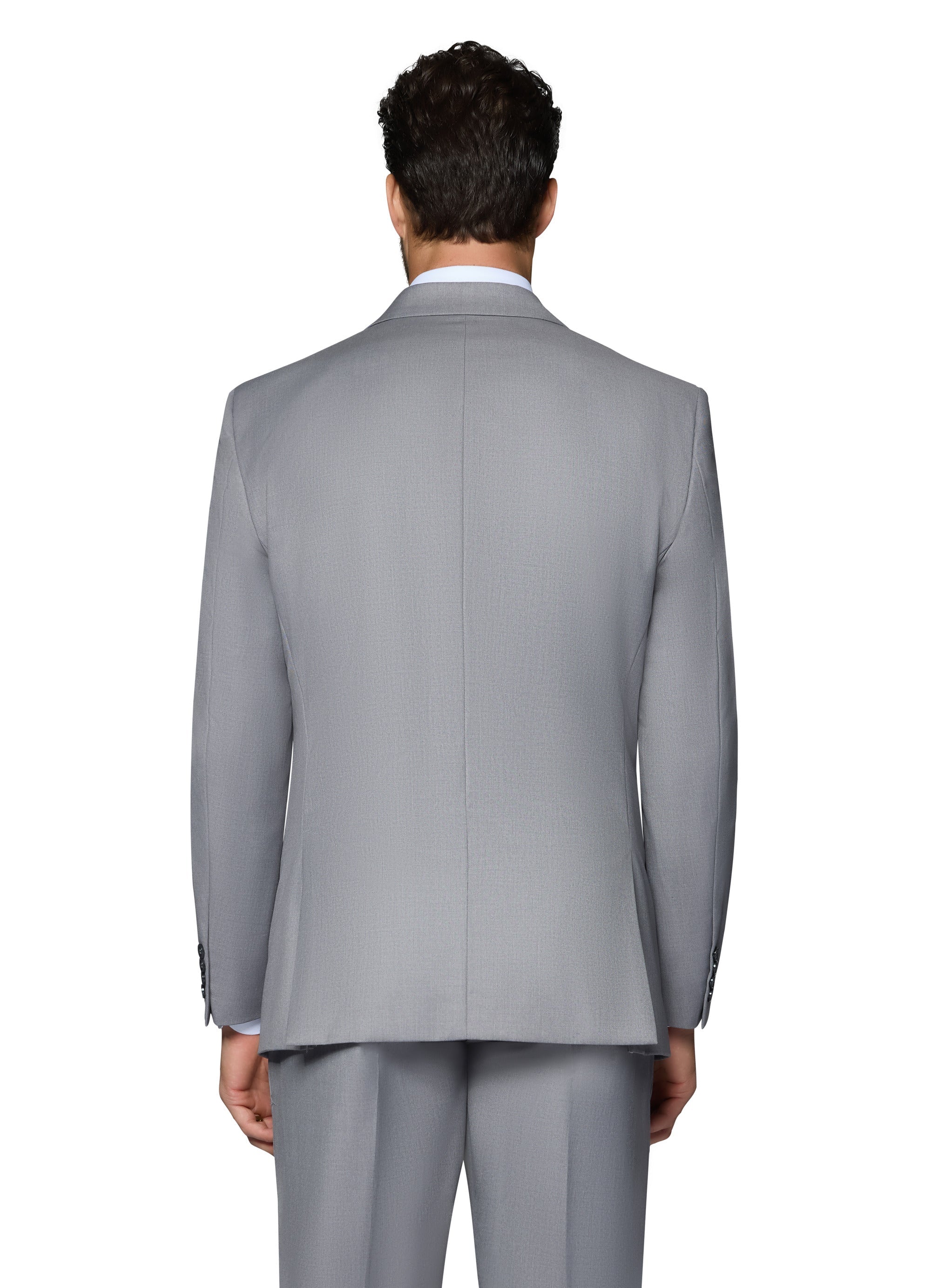 Berragamo Vested Solid Light Grey Slim Fit
