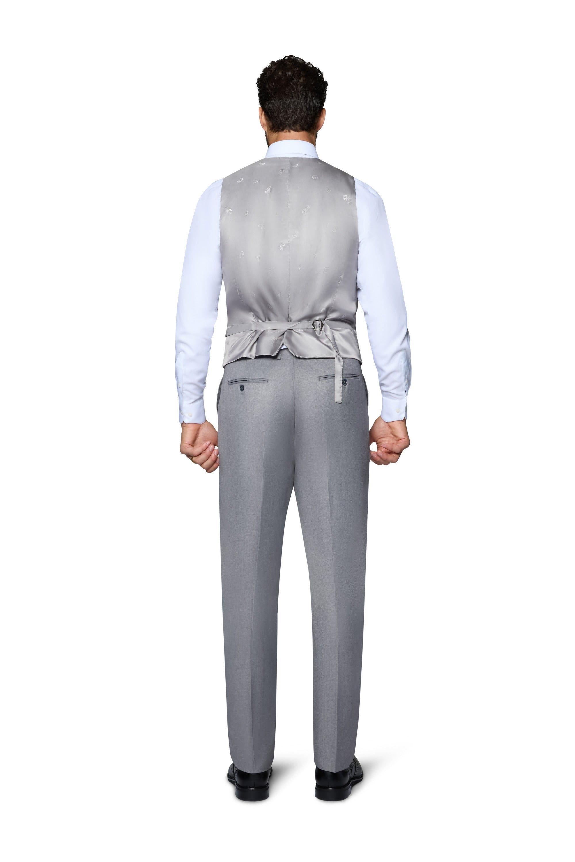 Berragamo Vested Solid Light Grey Slim Fit