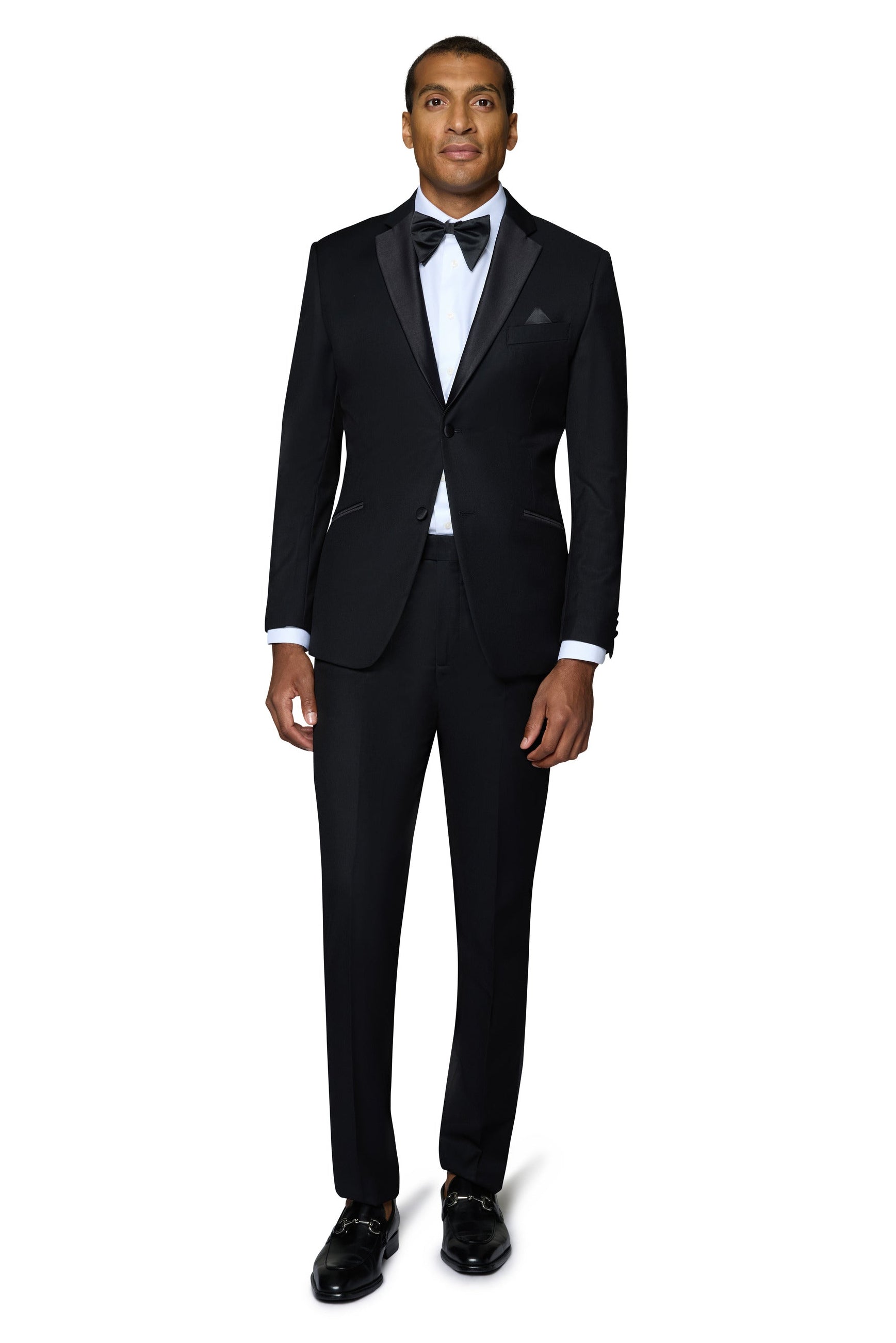 Bergamo Orange Solid Black Notch Tuxedo Slim Fit