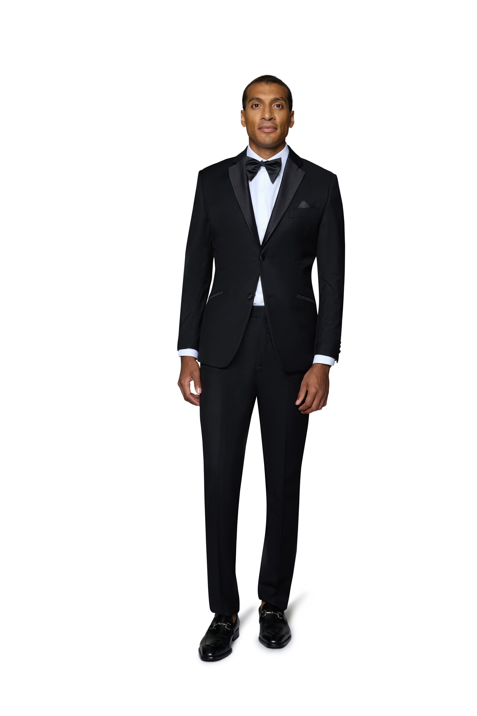 Berragamo Solid Black Notch Tuxedo Slim Fit