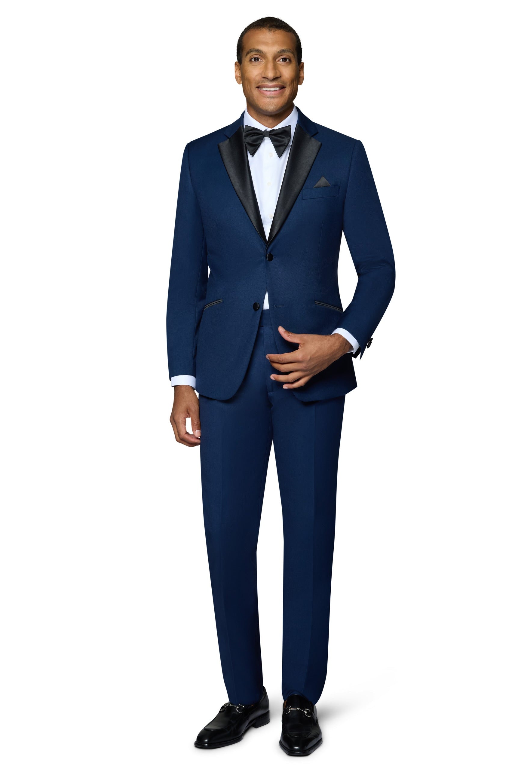 Bergamo Orange Solid New Blue Notch Tuxedo Slim Fit