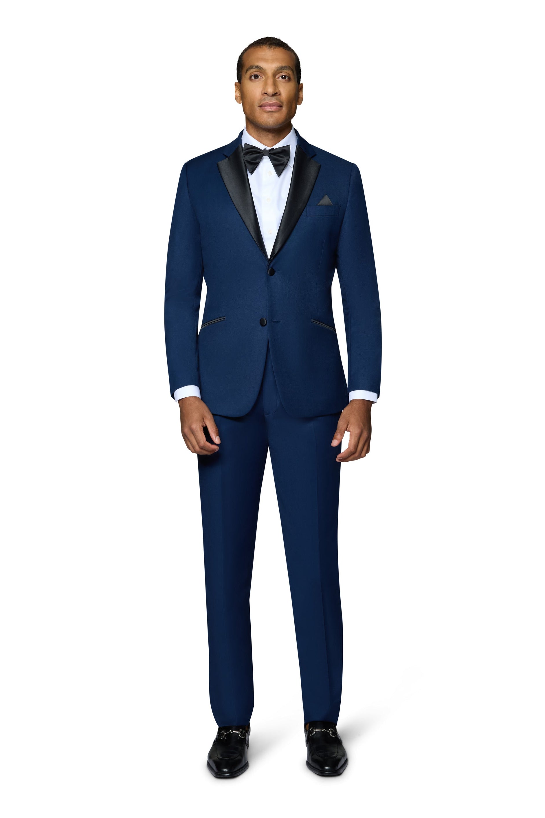 Bergamo Orange Solid New Blue Notch Tuxedo Slim Fit
